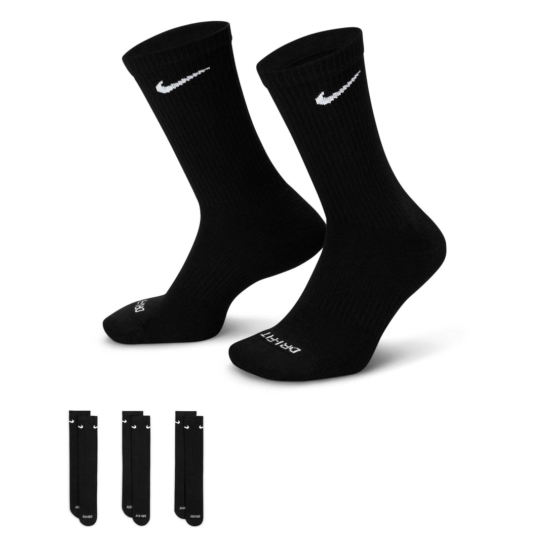 Nike Everyday Plus Cushioned Training Crew Socks (3 Pairs) in Black/White