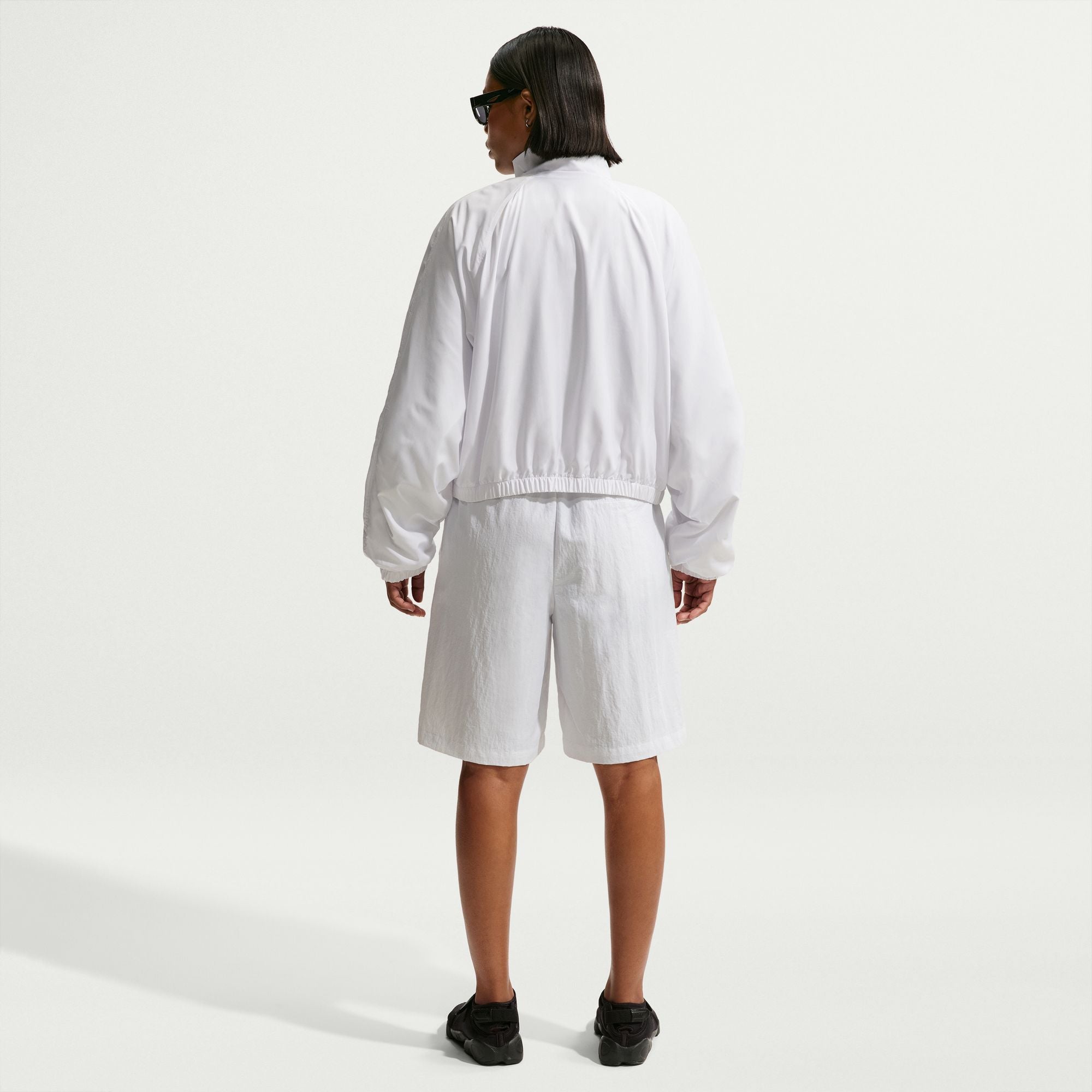 Nike Women's Sportswear Oversized UV Track Jacket in White/Black