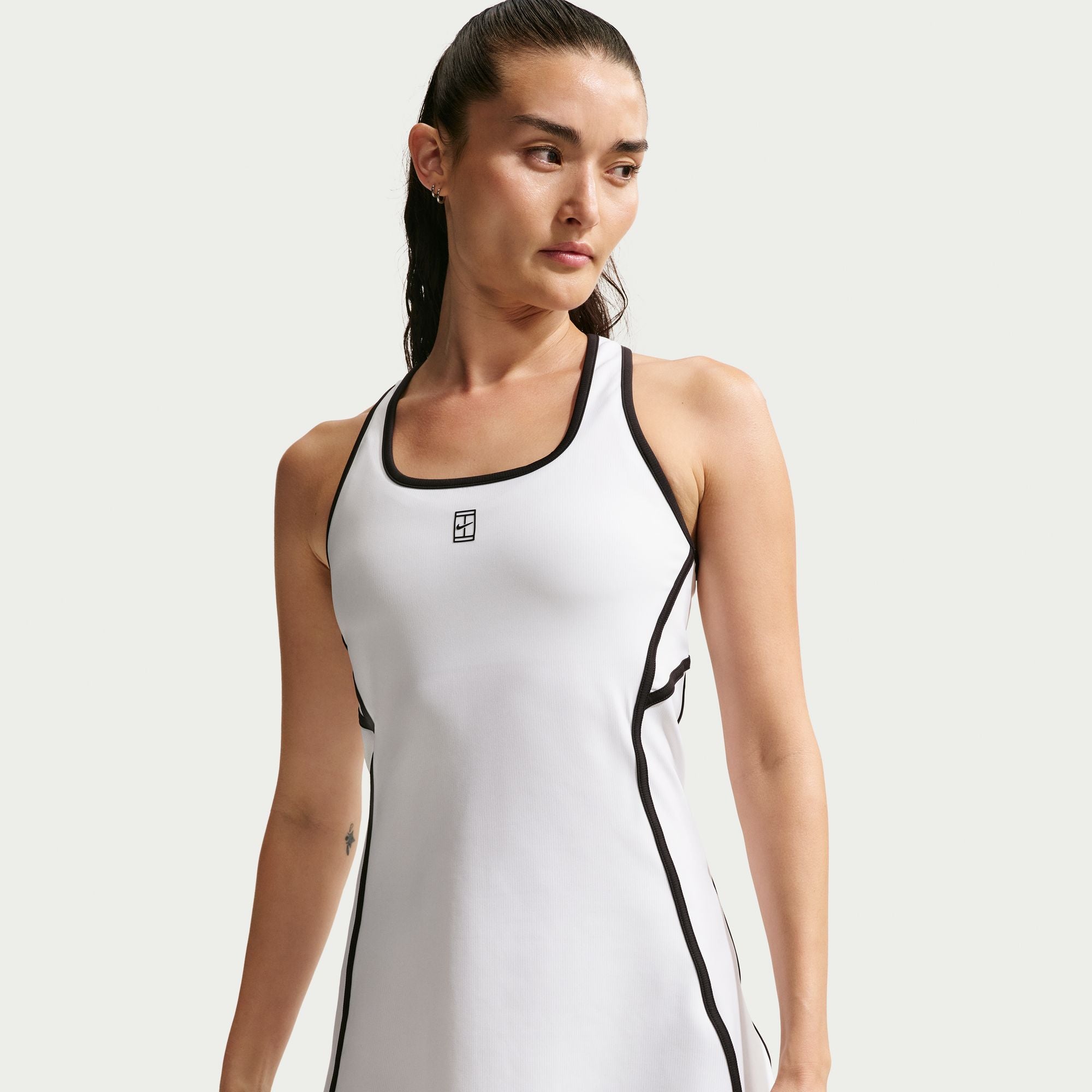 Nike Women's Court Advantage Dri-FIT Tennis Dress in White/Black