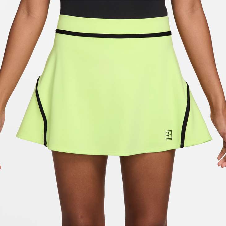 Nike Women's Court Advantage Dri-FIT High-Waisted Tennis Skirt in Lt Lemon Twist/Black