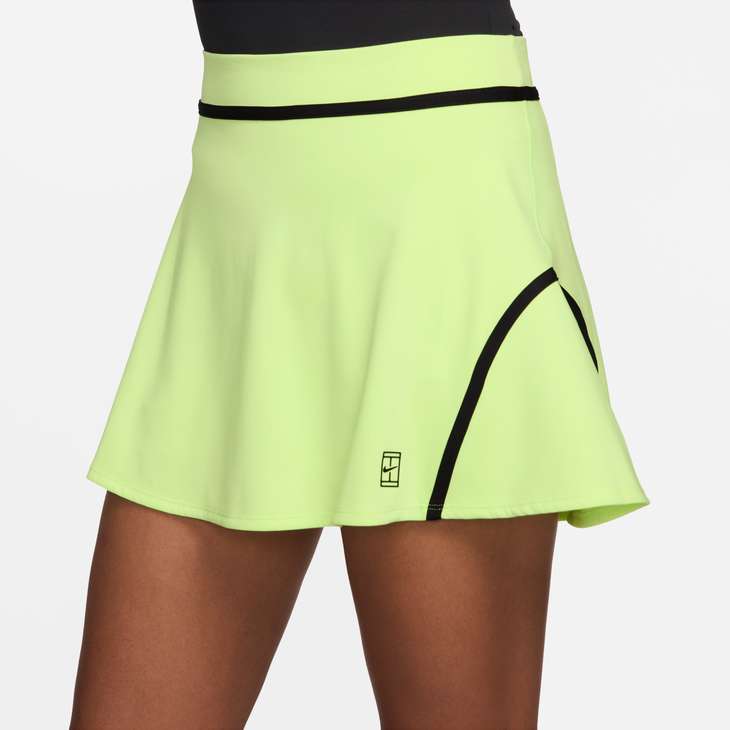 Nike Women's Court Advantage Dri-FIT High-Waisted Tennis Skirt in Lt Lemon Twist/Black