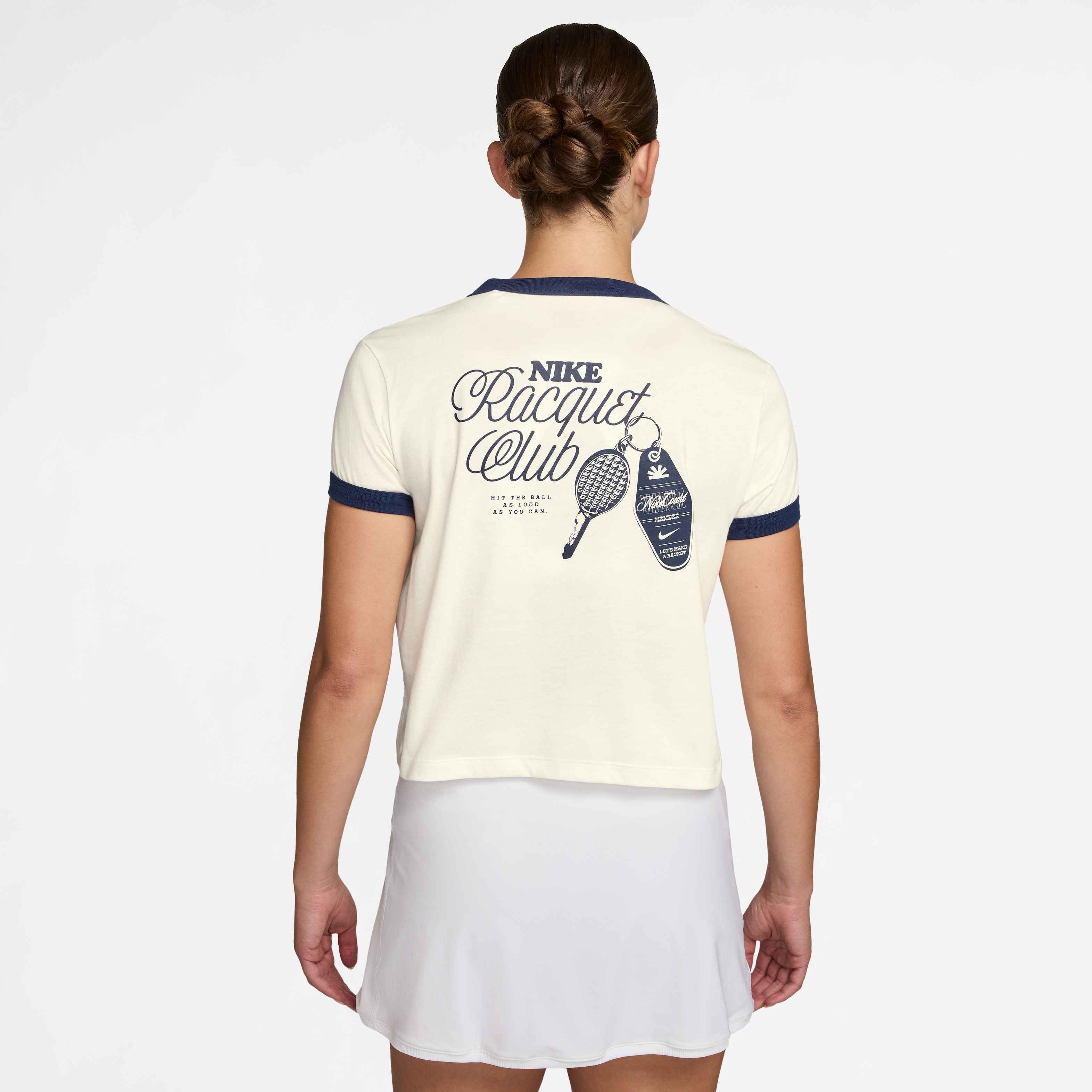 Nike Women's Heritage Short-Sleeve Tennis T-Shirt in Sail/Midnight Navy