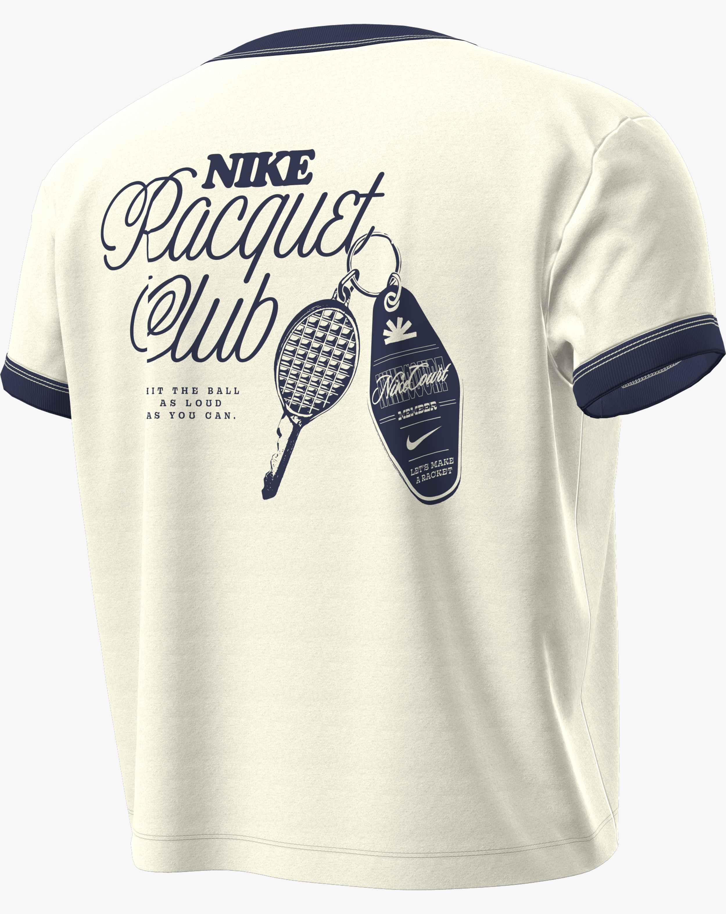 Nike Women's Heritage Short-Sleeve Tennis T-Shirt in Sail/Midnight Navy