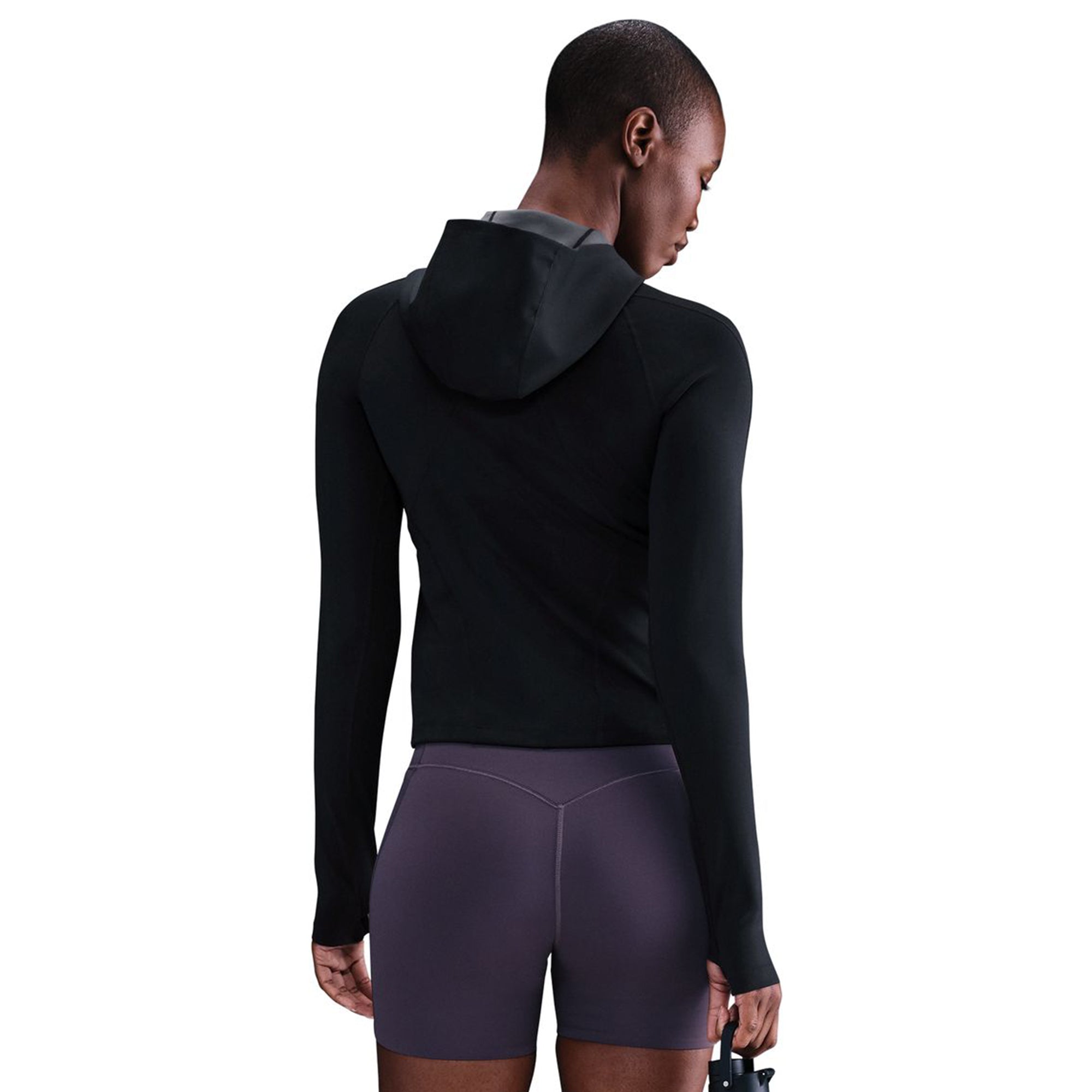 Nike Women's Universa Dri-FIT Slim Hooded Long-Sleeve Top in Black/Anthracite/Black/Dk Smoke Grey