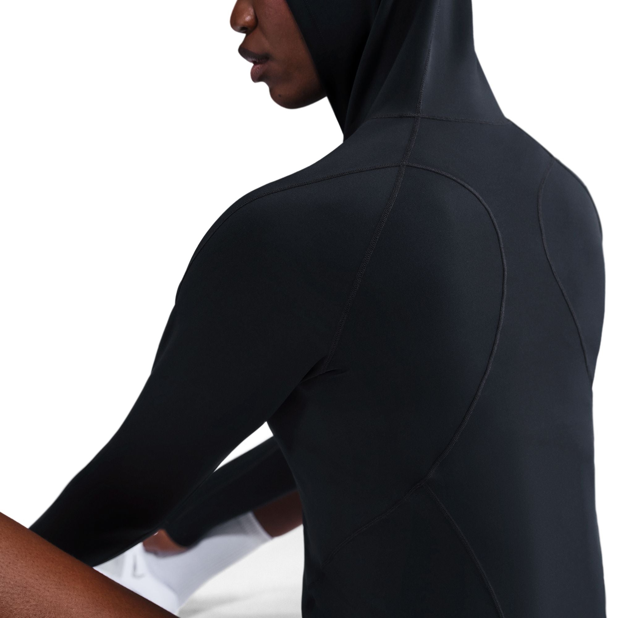 Nike Women's Universa Dri-FIT Slim Hooded Long-Sleeve Top in Black/Anthracite/Black/Dk Smoke Grey