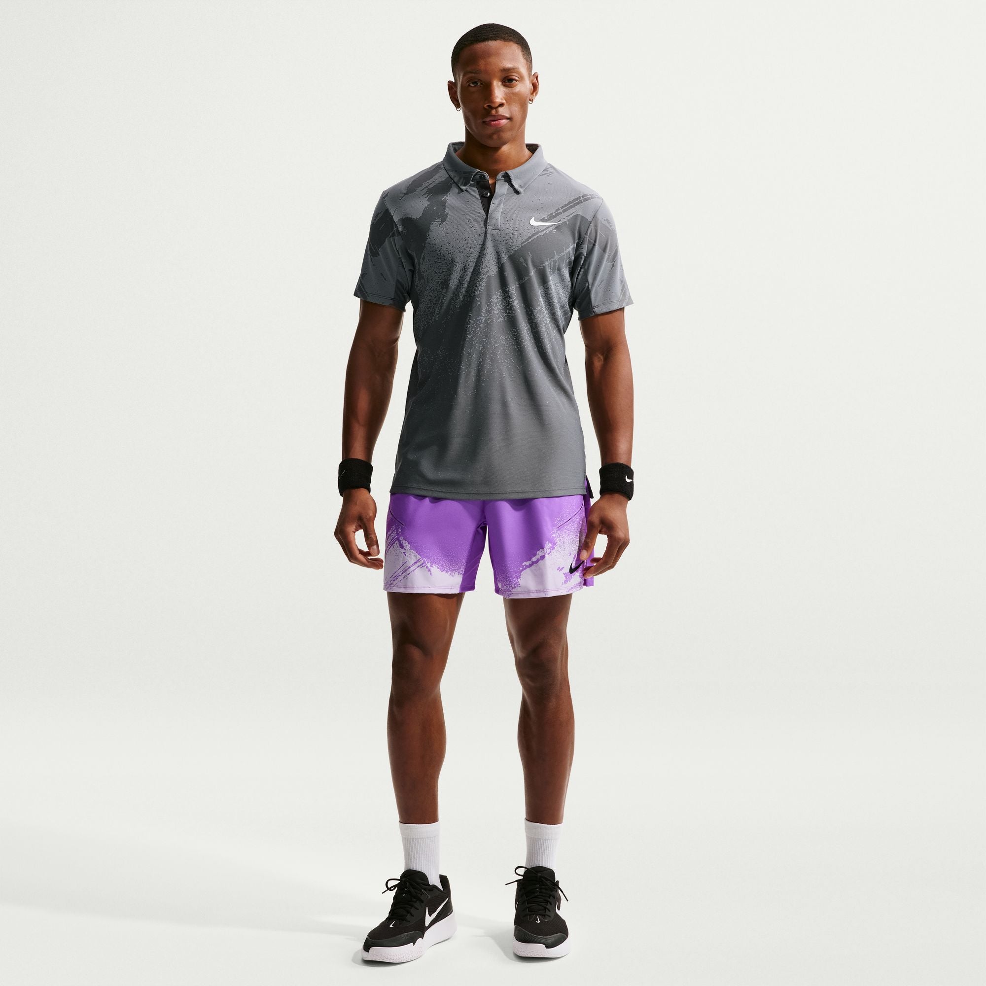 Nike Men's Court Slam Dri-FIT ADV Tennis Polo in Anthracite/Cool Grey/White