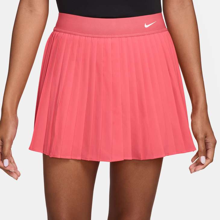 Nike Women's Victory Dri-FIT High-Waisted Tennis Skirt in Sea Coral/White