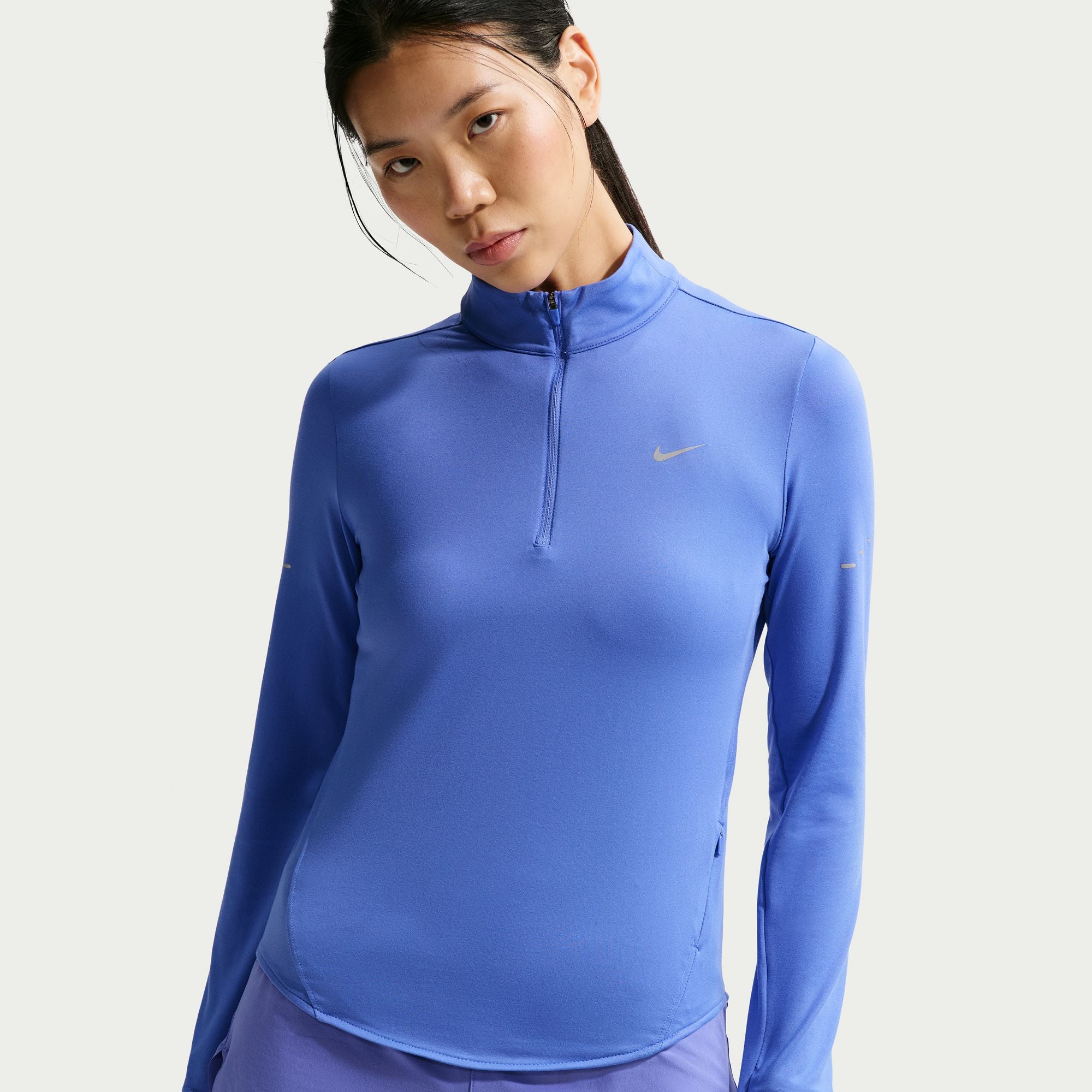 Nike Women's Swift Dri-FIT UV 1/4-Zip Running Top in Sapphire/Reflective Silv