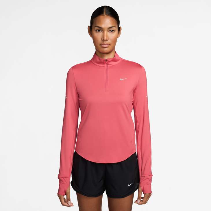 Nike Women's Swift Dri-FIT UV 1/4-Zip Running Top in Sea Coral/Reflective Silv