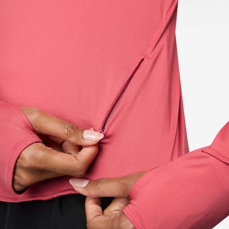 Nike Women's Swift Dri-FIT UV 1/4-Zip Running Top in Sea Coral/Reflective Silv