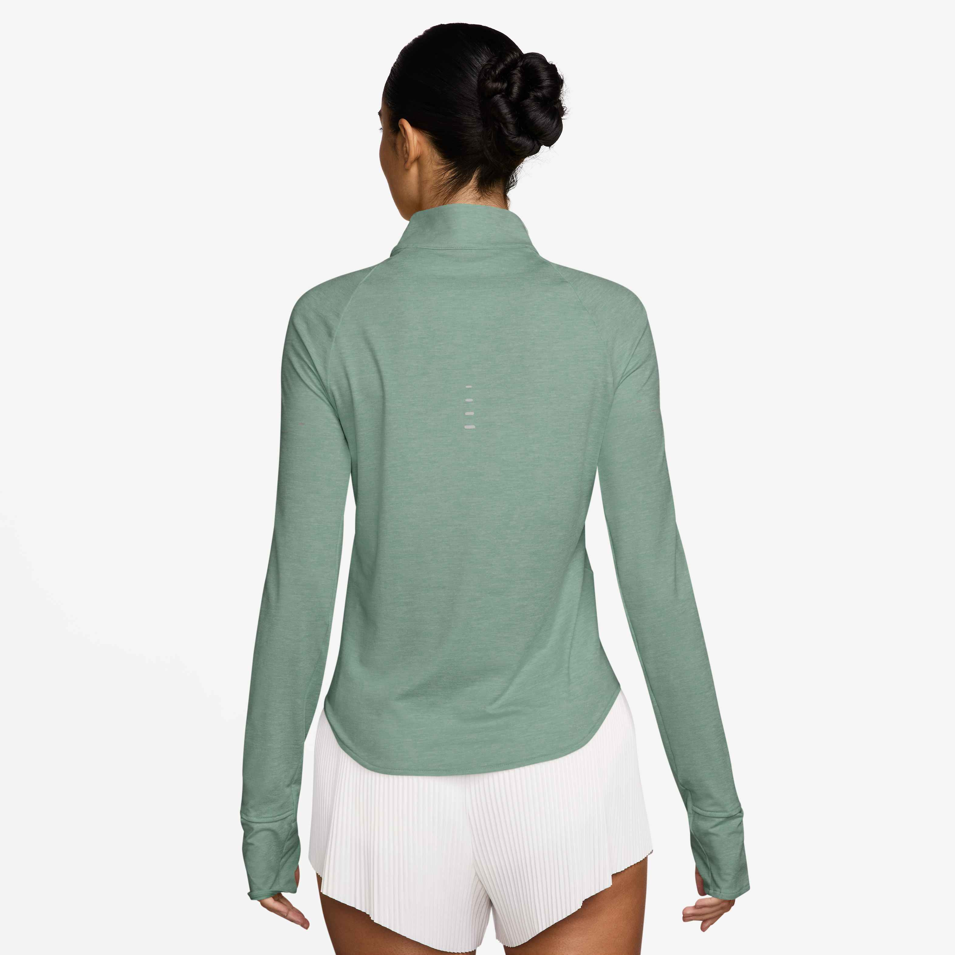 Nike Women's Swift Dri-FIT UV 1/4-Zip Running Top in Steam/Reflective Silv