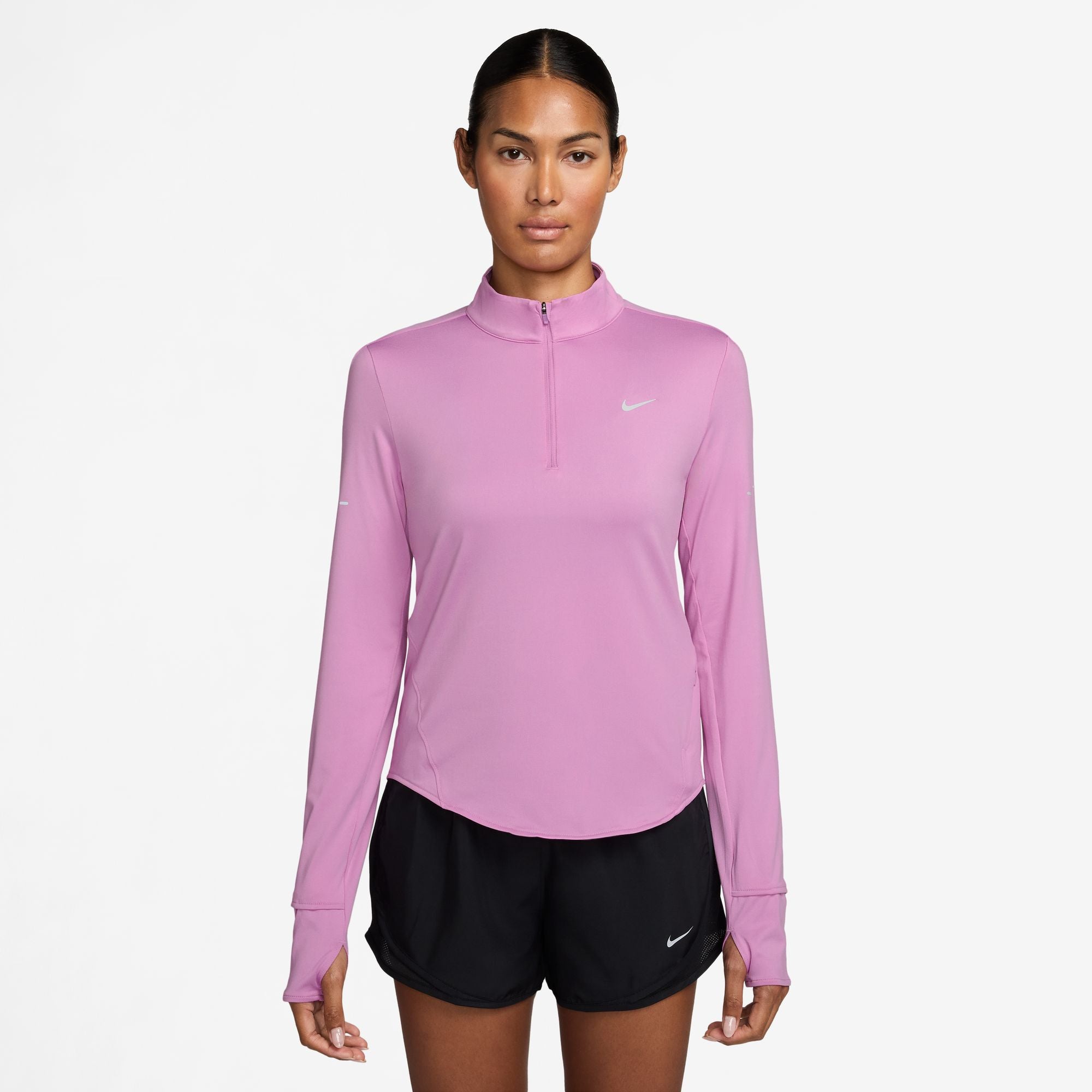 Nike Women's Swift Dri-FIT UV 1/4-Zip Running Top in Lt Magenta/Reflective Silv