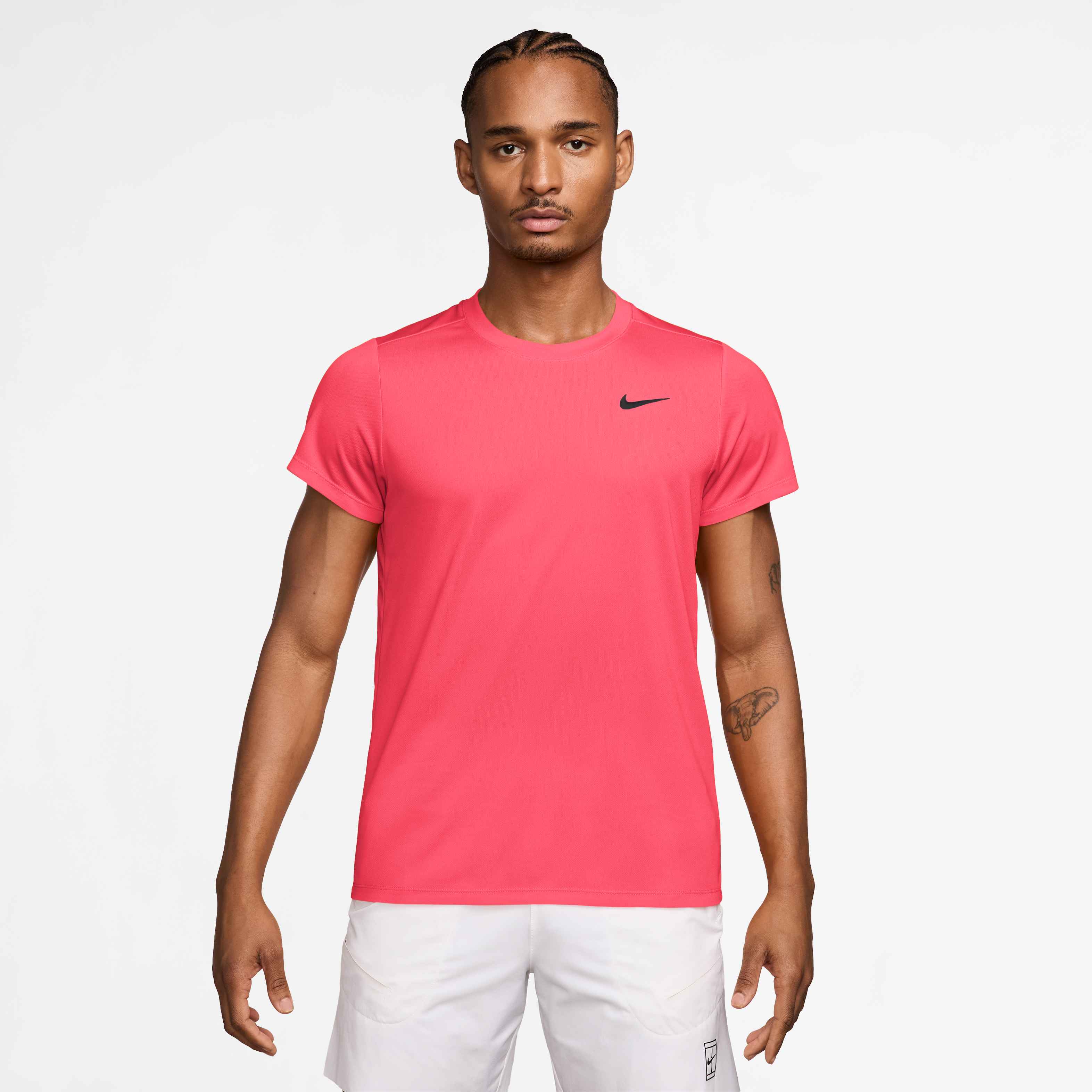 Nike Men's Court Victory Dri-FIT Tennis Top in Hot Lava/Black