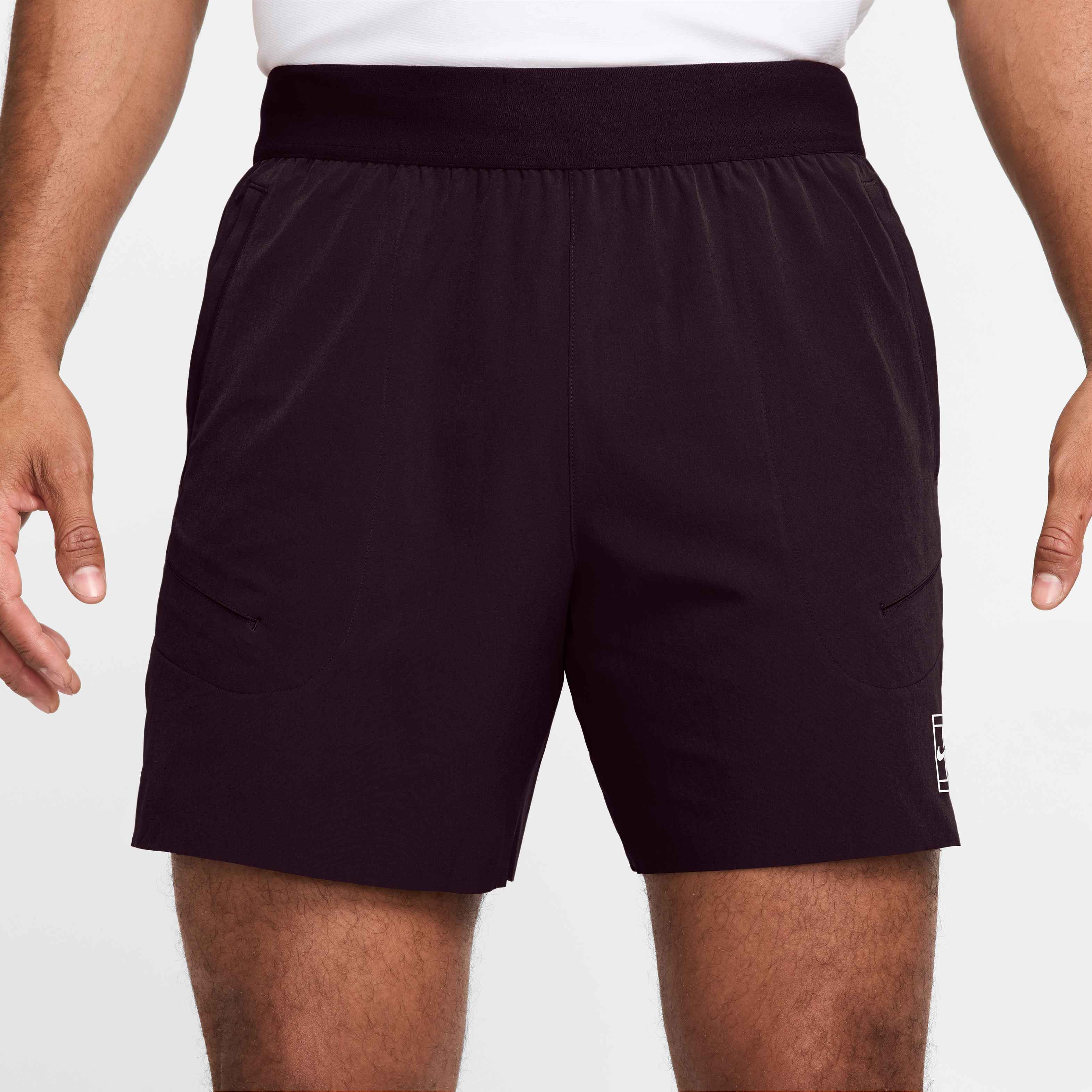 Nike Men's Court Advantage Dri-FIT 6" Tennis Shorts in Burgundy Ash/White