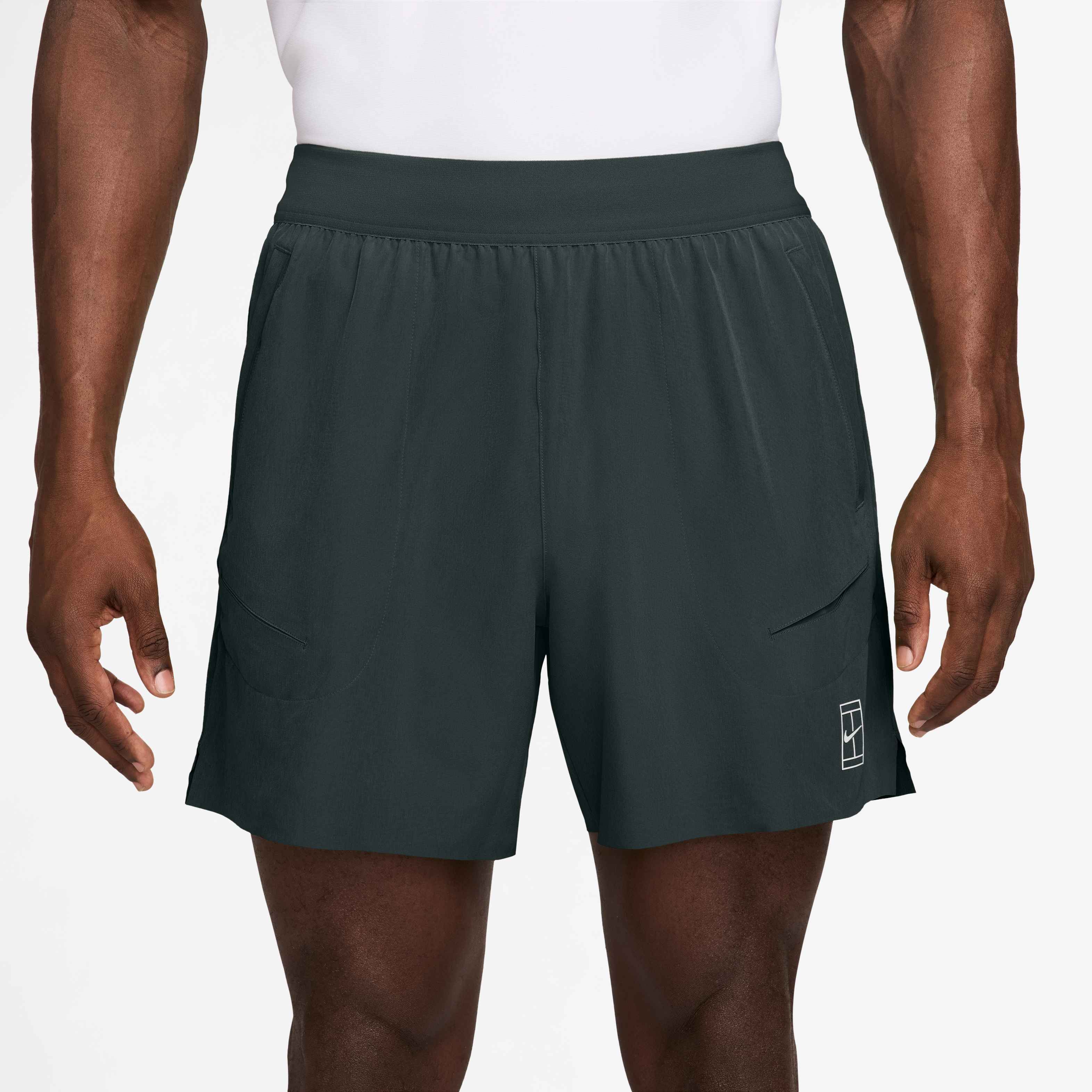 Nike Men's Court Advantage Dri-FIT 6" Tennis Shorts in Black Spruce/White