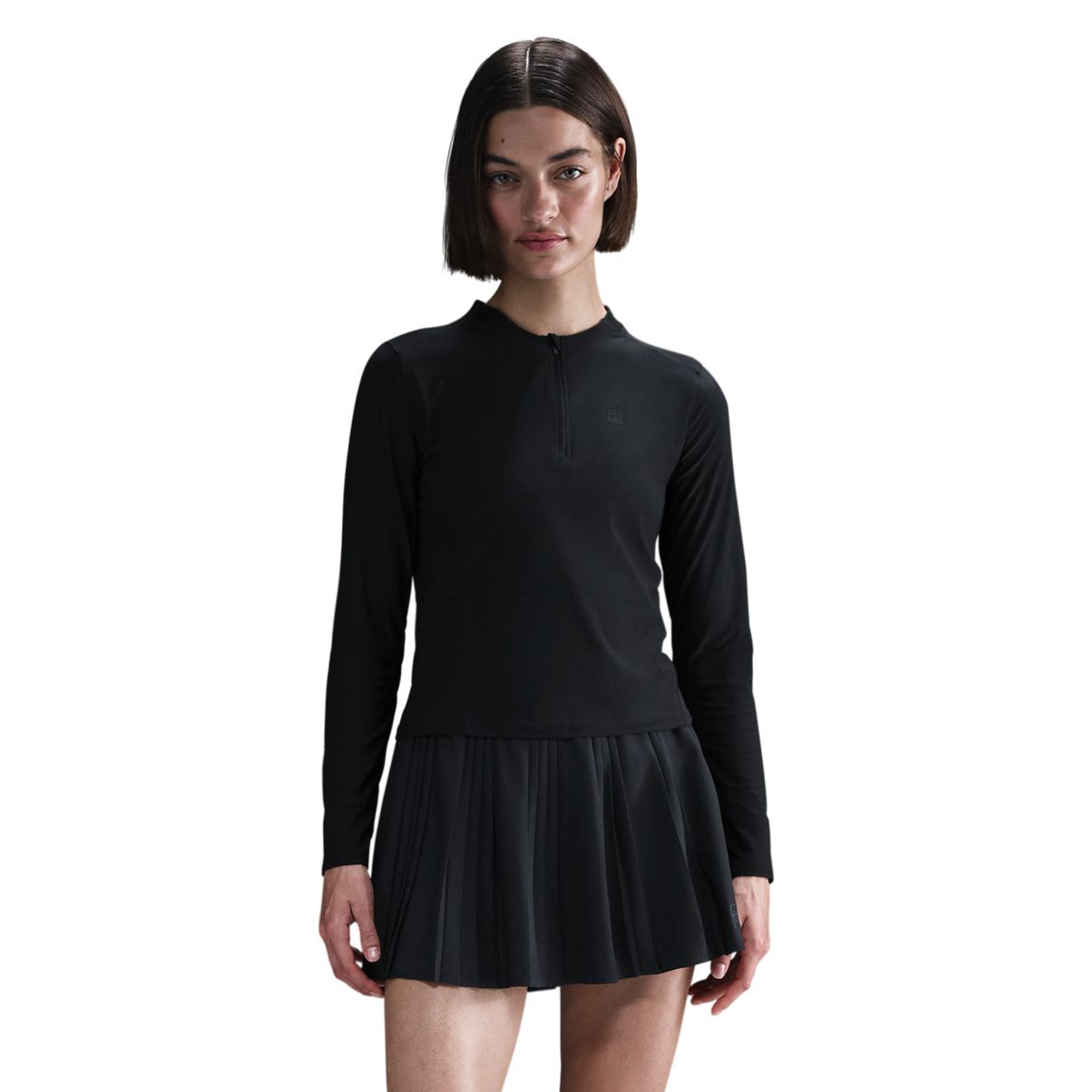 Nike Women's Court Advantage Dri-FIT-Mid Layer Tennis Top in Black/Black