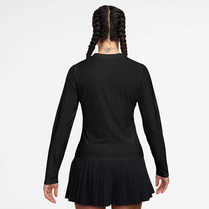 Nike Women's Court Advantage Dri-FIT-Mid Layer Tennis Top in Black/Black