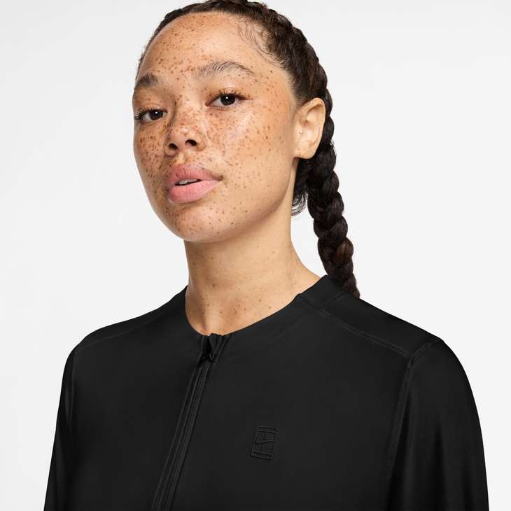 Nike Women's Court Advantage Dri-FIT-Mid Layer Tennis Top in Black/Black