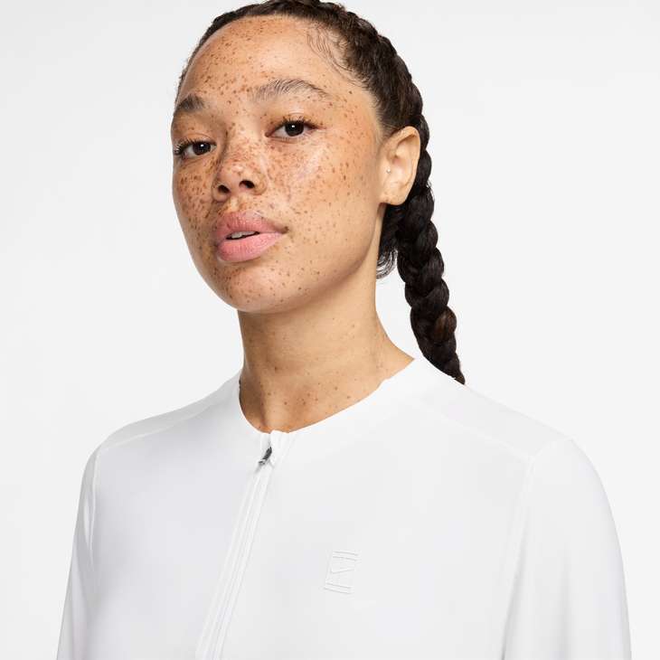 Nike Women's Court Advantage Dri-FIT-Mid Layer Tennis Top in White/White