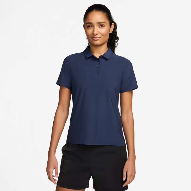 Nike Women's Victory Dri-FIT Long-Sleeve Polo in Midnight Navy/White