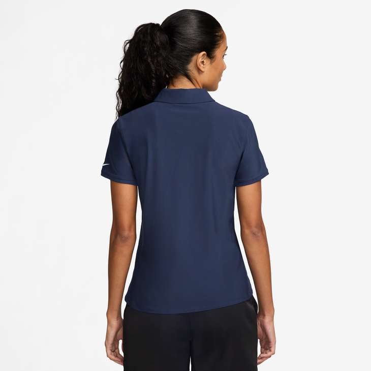 Nike Women's Victory Dri-FIT Long-Sleeve Polo in Midnight Navy/White