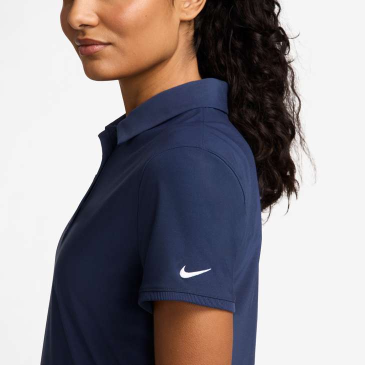 Nike Women's Victory Dri-FIT Long-Sleeve Polo in Midnight Navy/White