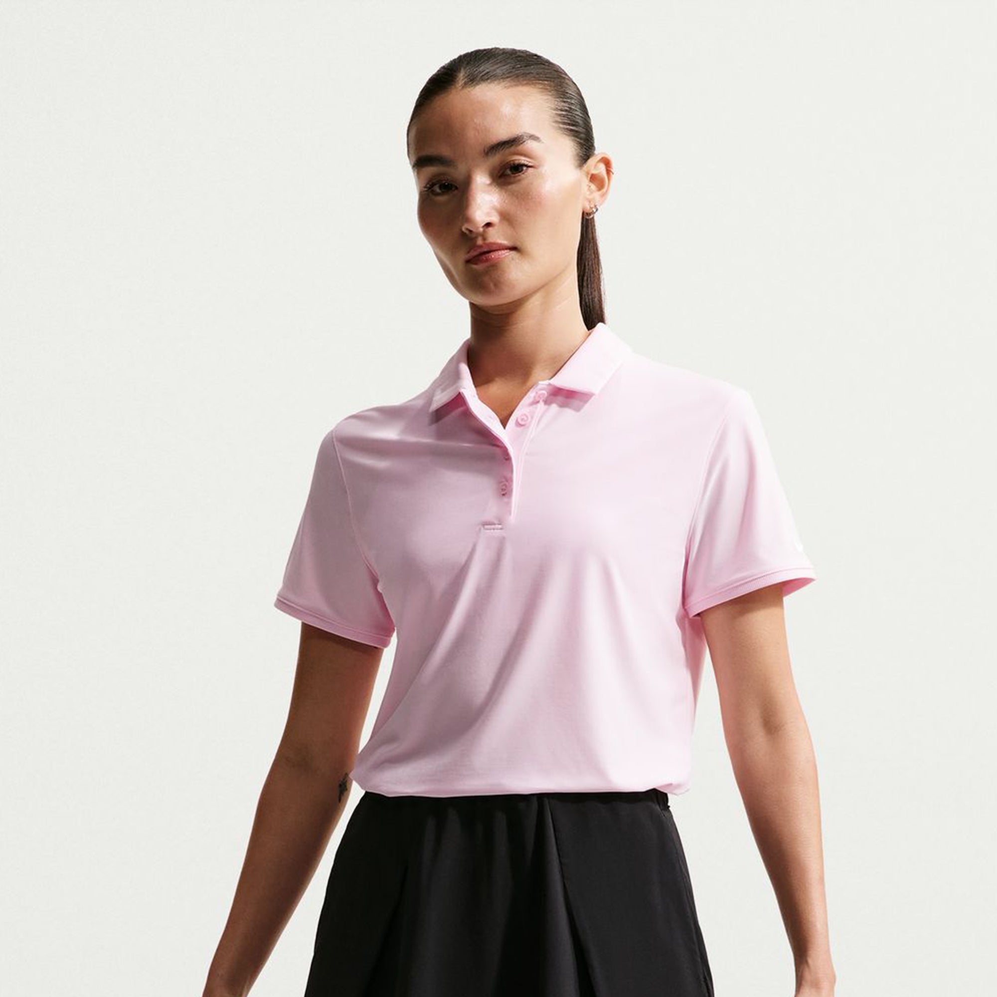 Nike Women's Victory Dri-FIT Long-Sleeve Polo in Pink Foam/White