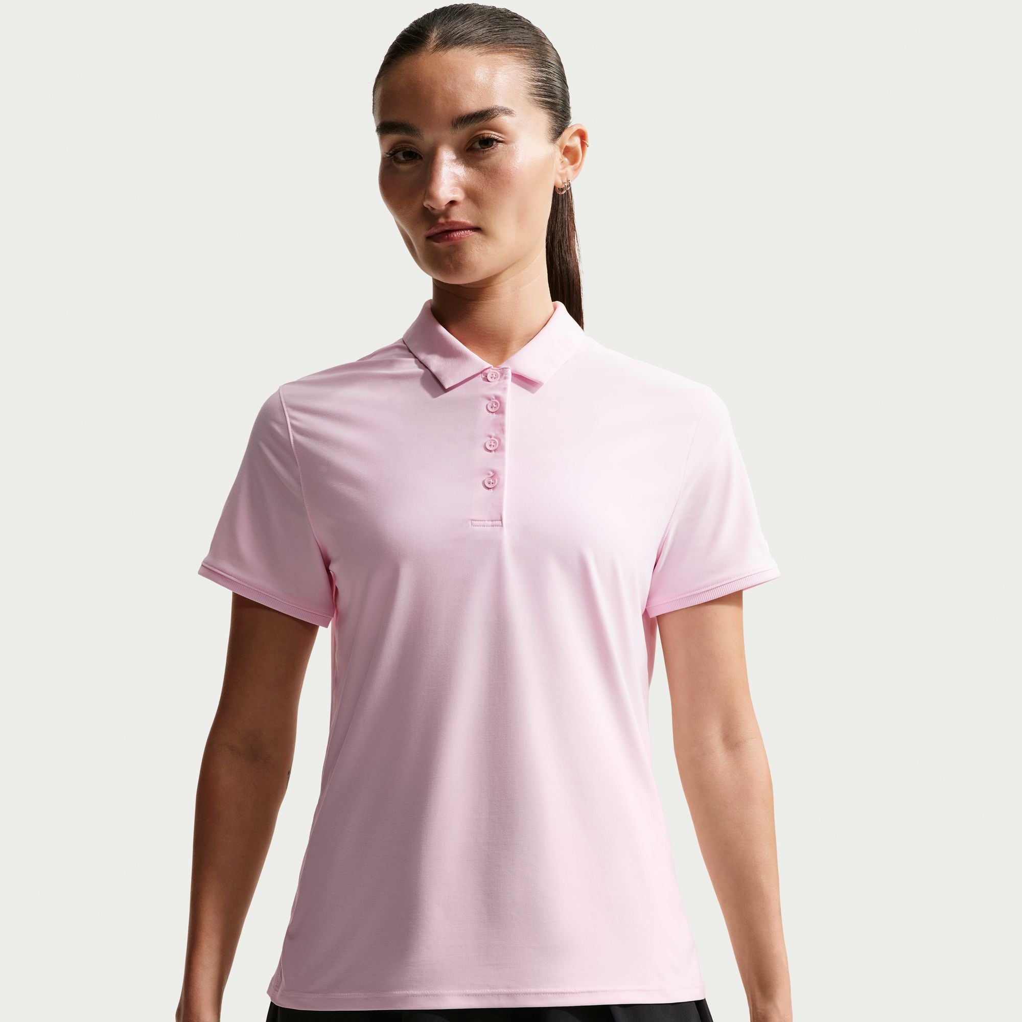 Nike Women's Victory Dri-FIT Long-Sleeve Polo in Pink Foam/White