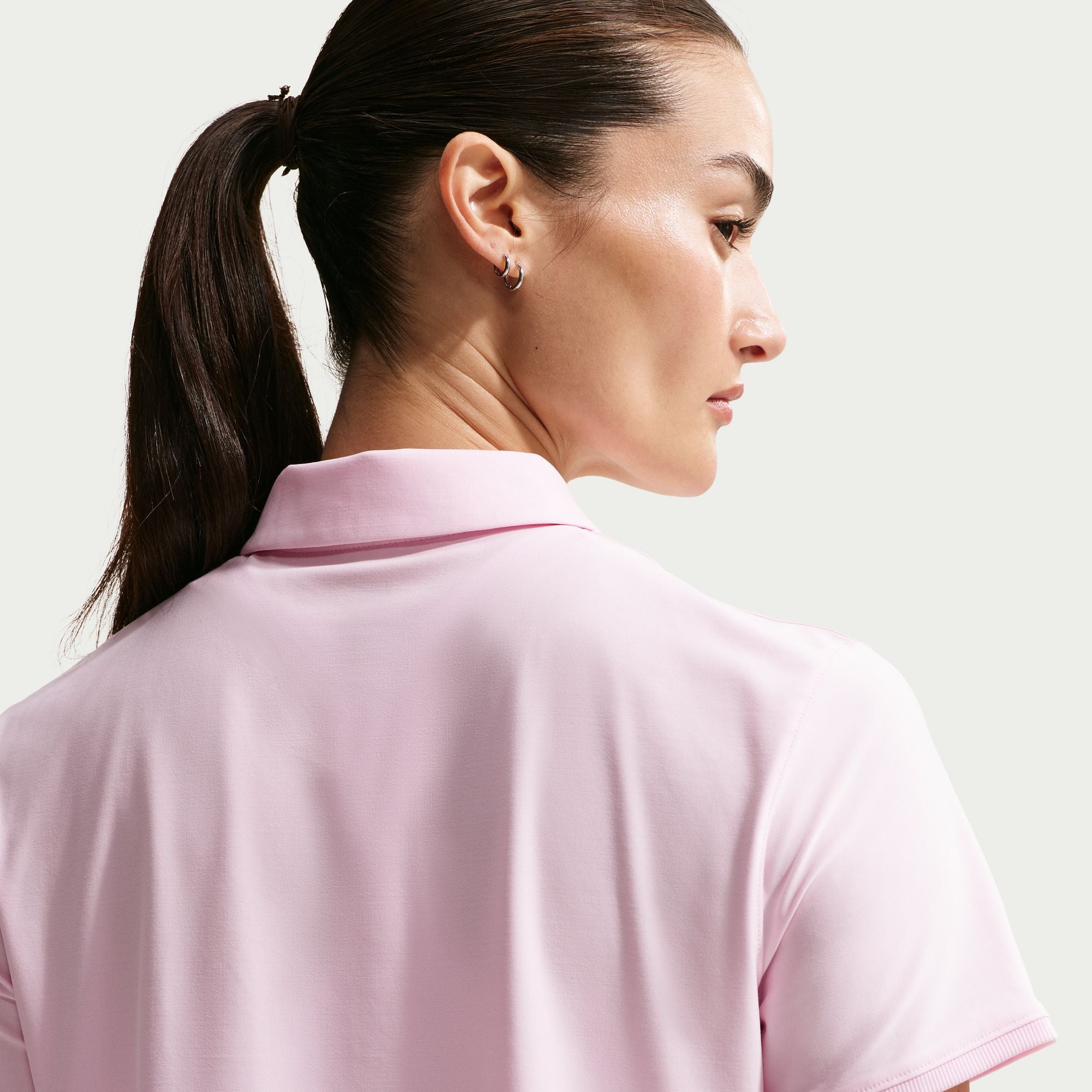 Nike Women's Victory Dri-FIT Long-Sleeve Polo in Pink Foam/White