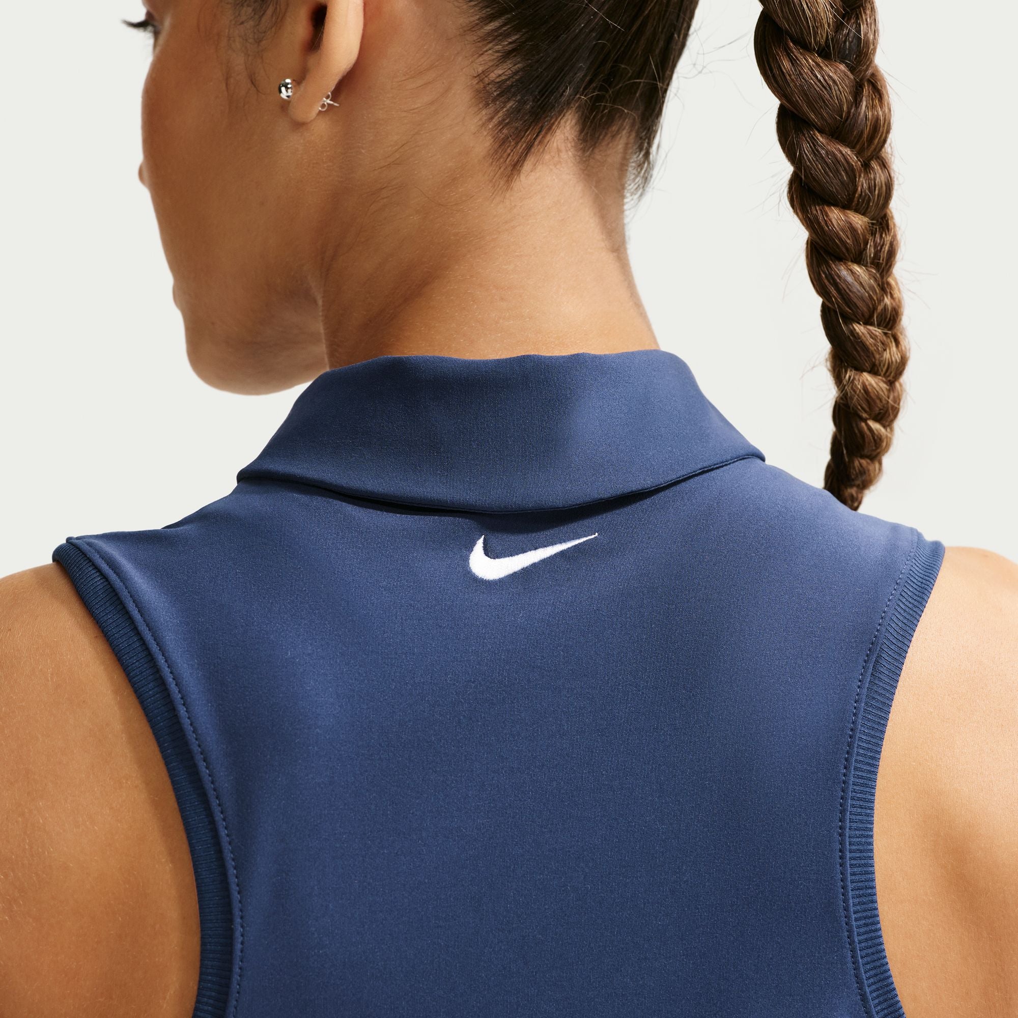 Nike Women's Victory Dri-FIT Sleeveless Polo in Midnight Navy/White