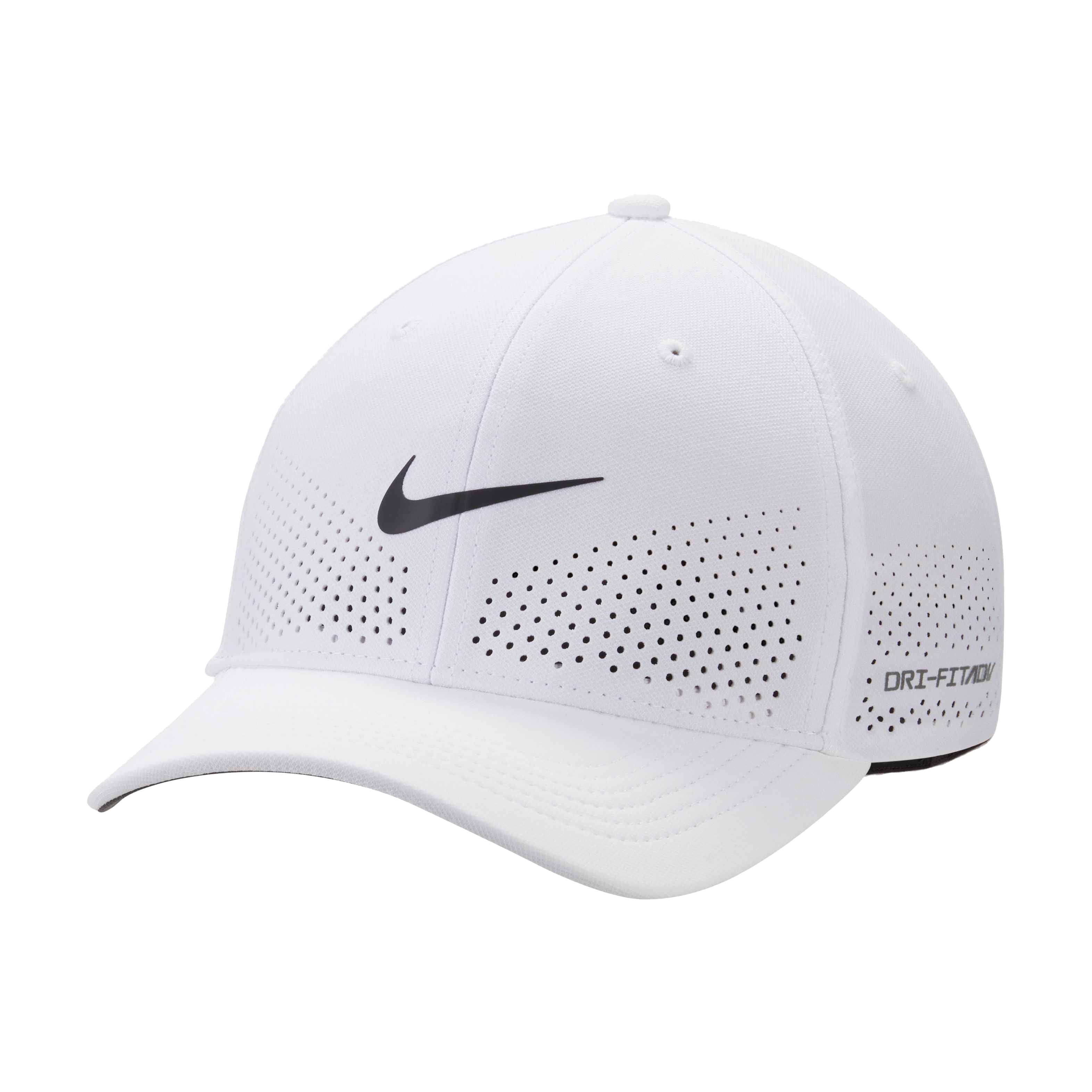 Nike Dri-FIT ADV Rise Structured SwooshFlex Cap in White/Anthracite/Black