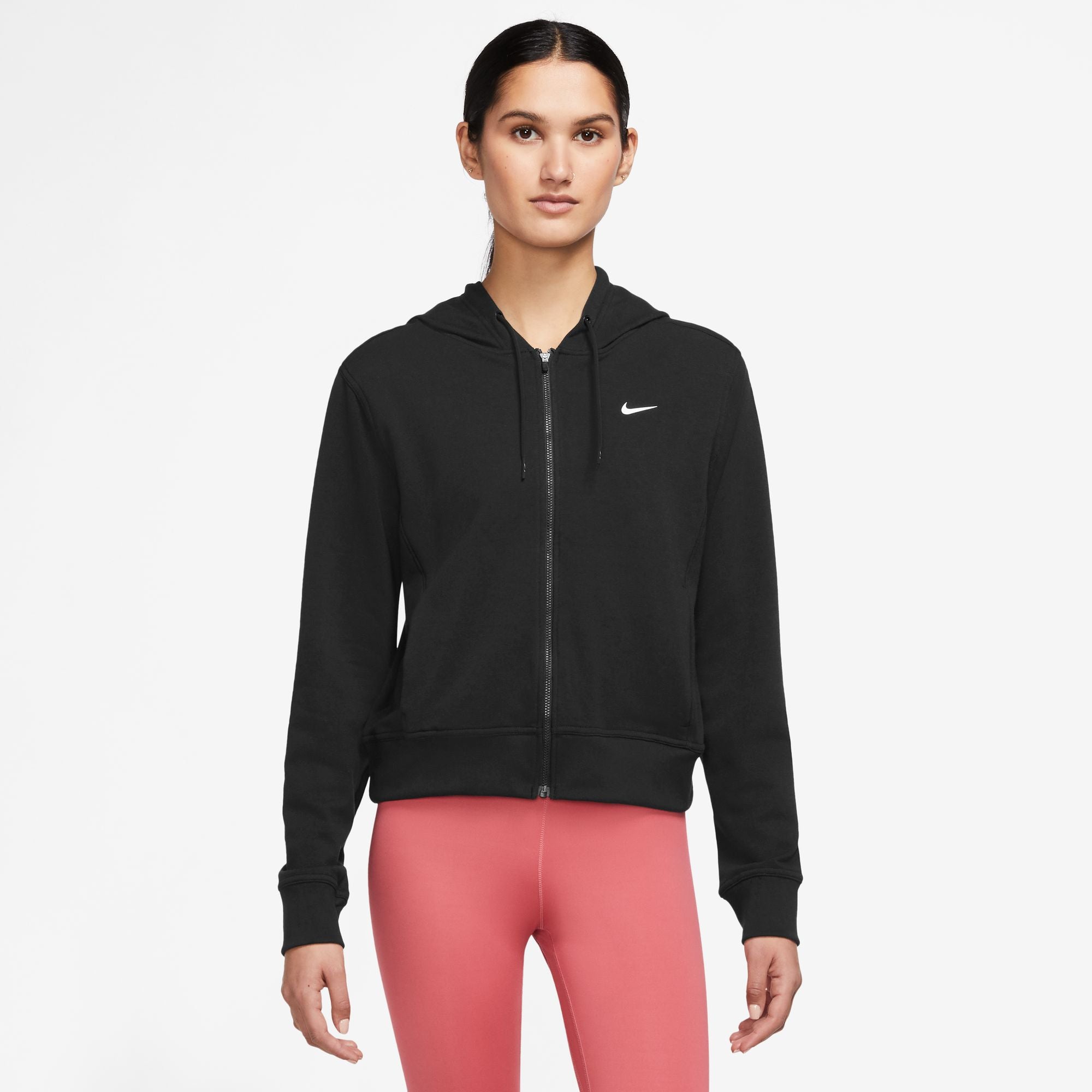 Nike Women's Dri-FIT One Full-Zip French Terry Hoodie in Black