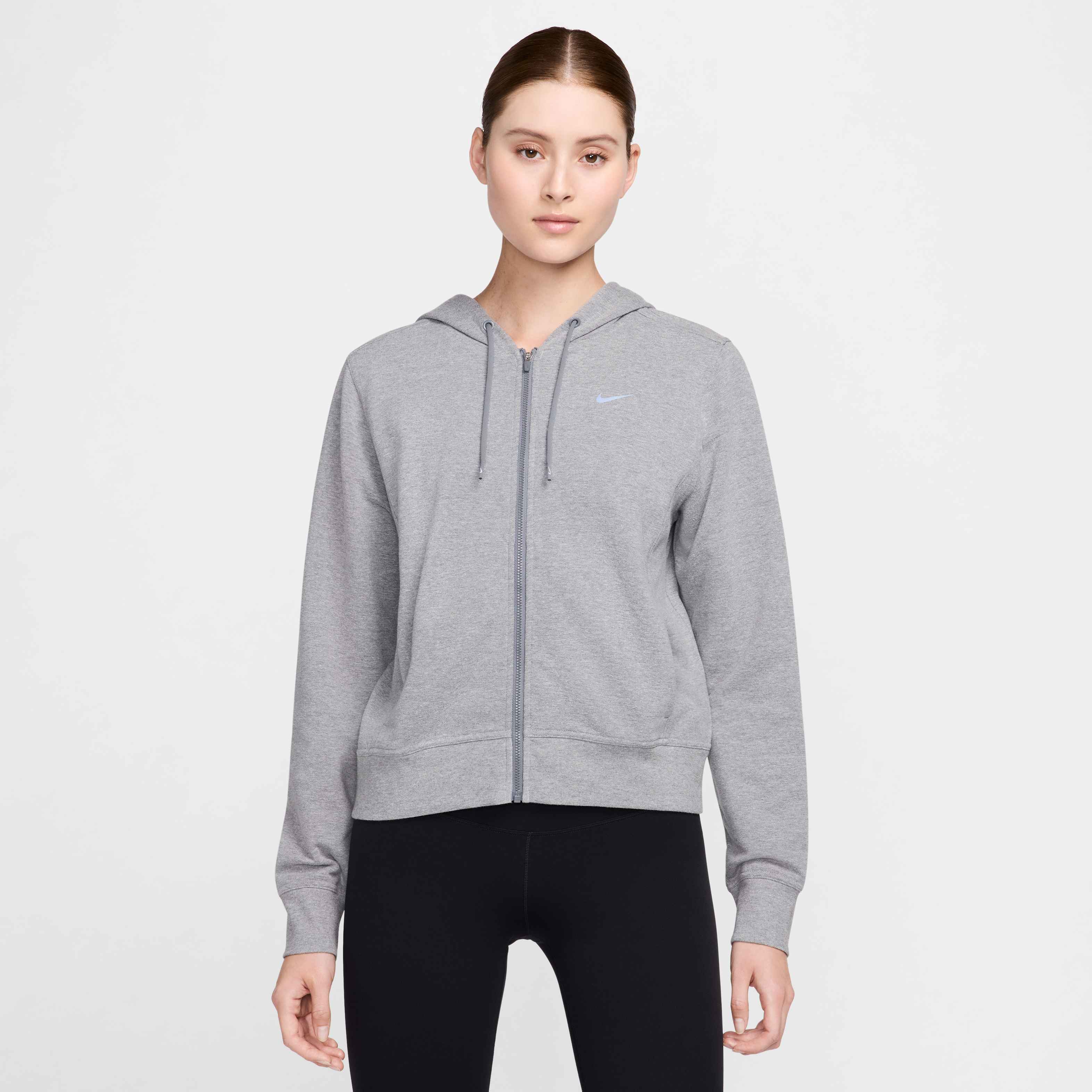 Nike Women's Dri-FIT One Full-Zip French Terry Hoodie in Carbon Heather