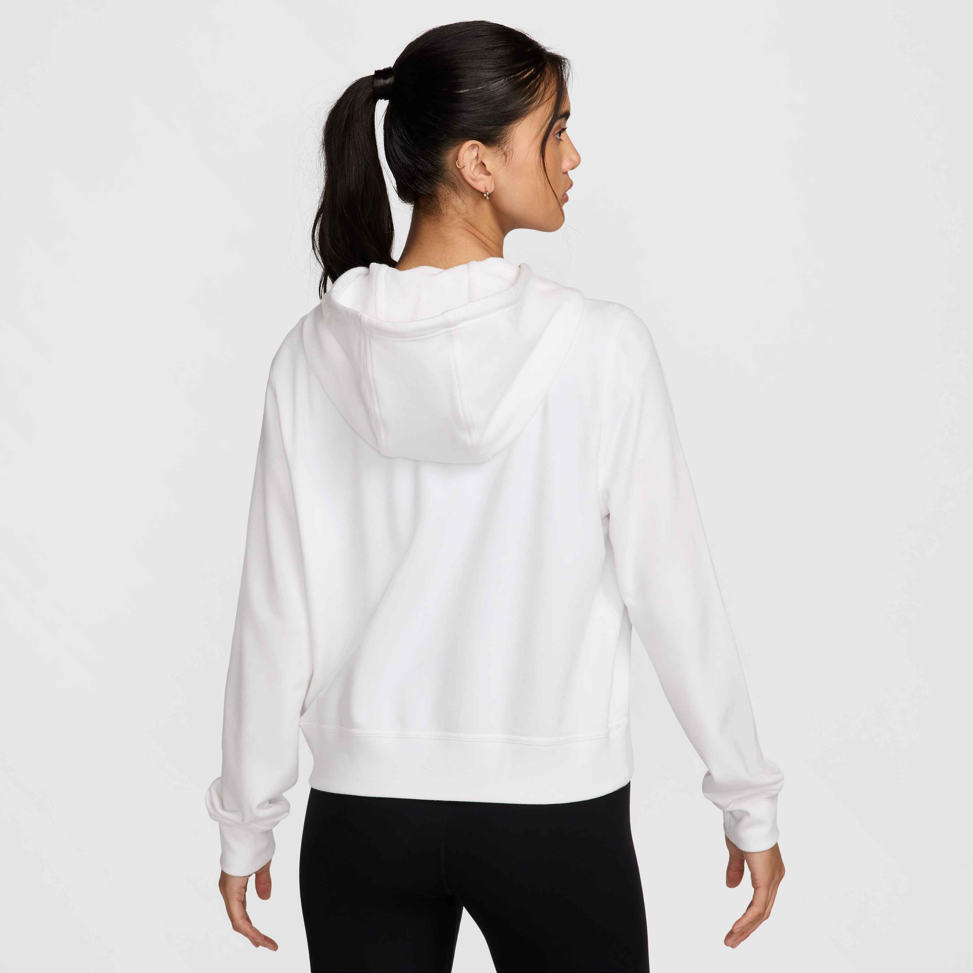Nike Women's Dri-FIT One Full-Zip French Terry Hoodie in White/Black