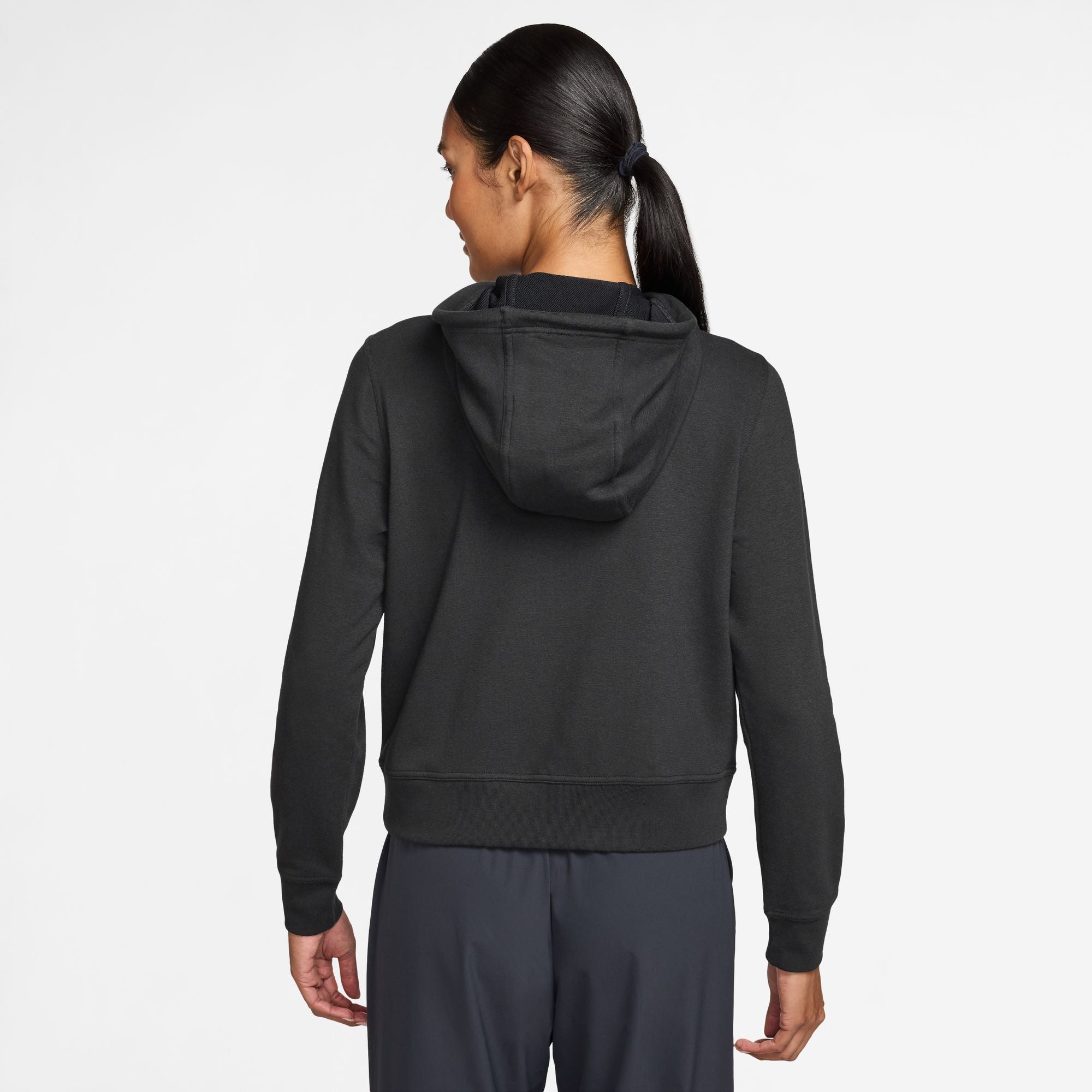 Nike Women's Dri-FIT One Full-Zip French Terry Hoodie in Black/White