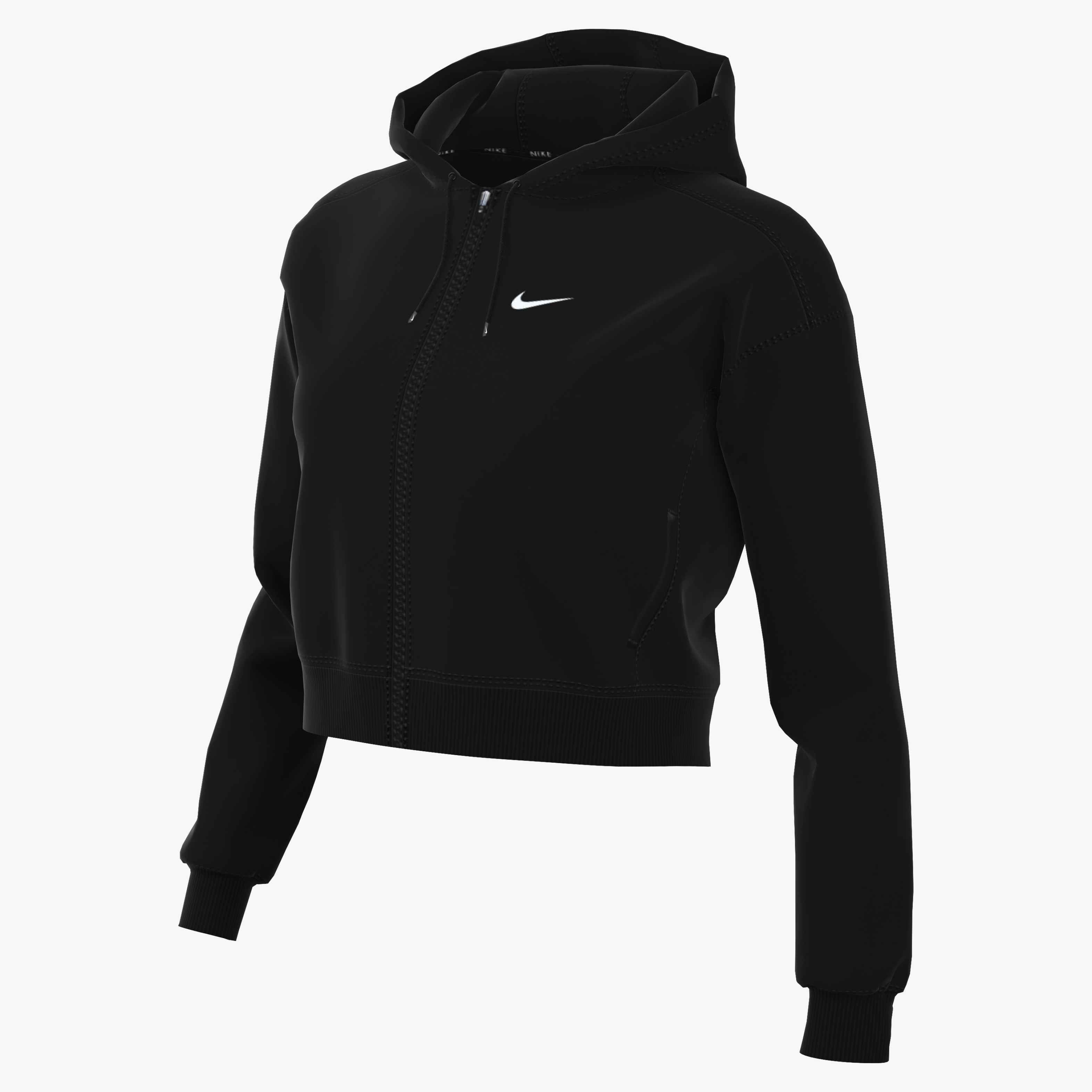 Nike Women's Dri-FIT One Full-Zip French Terry Hoodie in Black/White