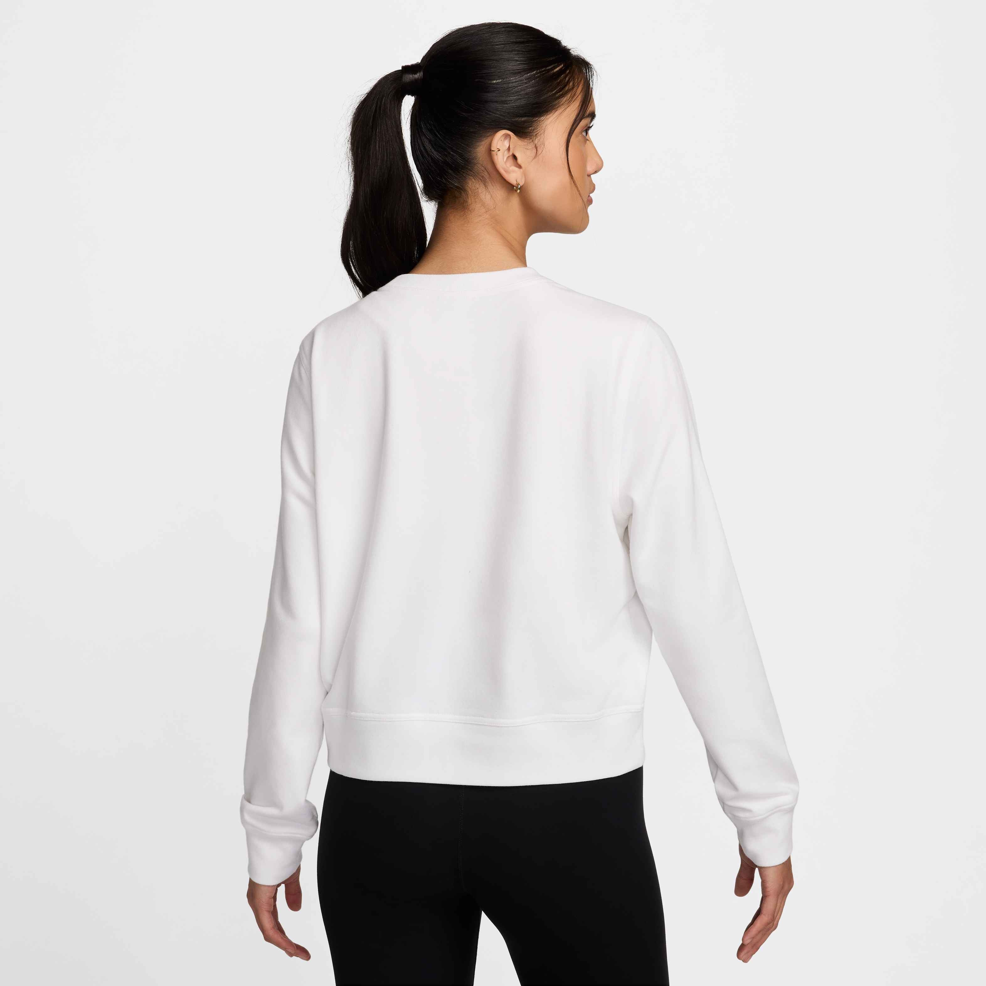 Nike Women's French Terry Crew Neck Sweatshirt in White/Black