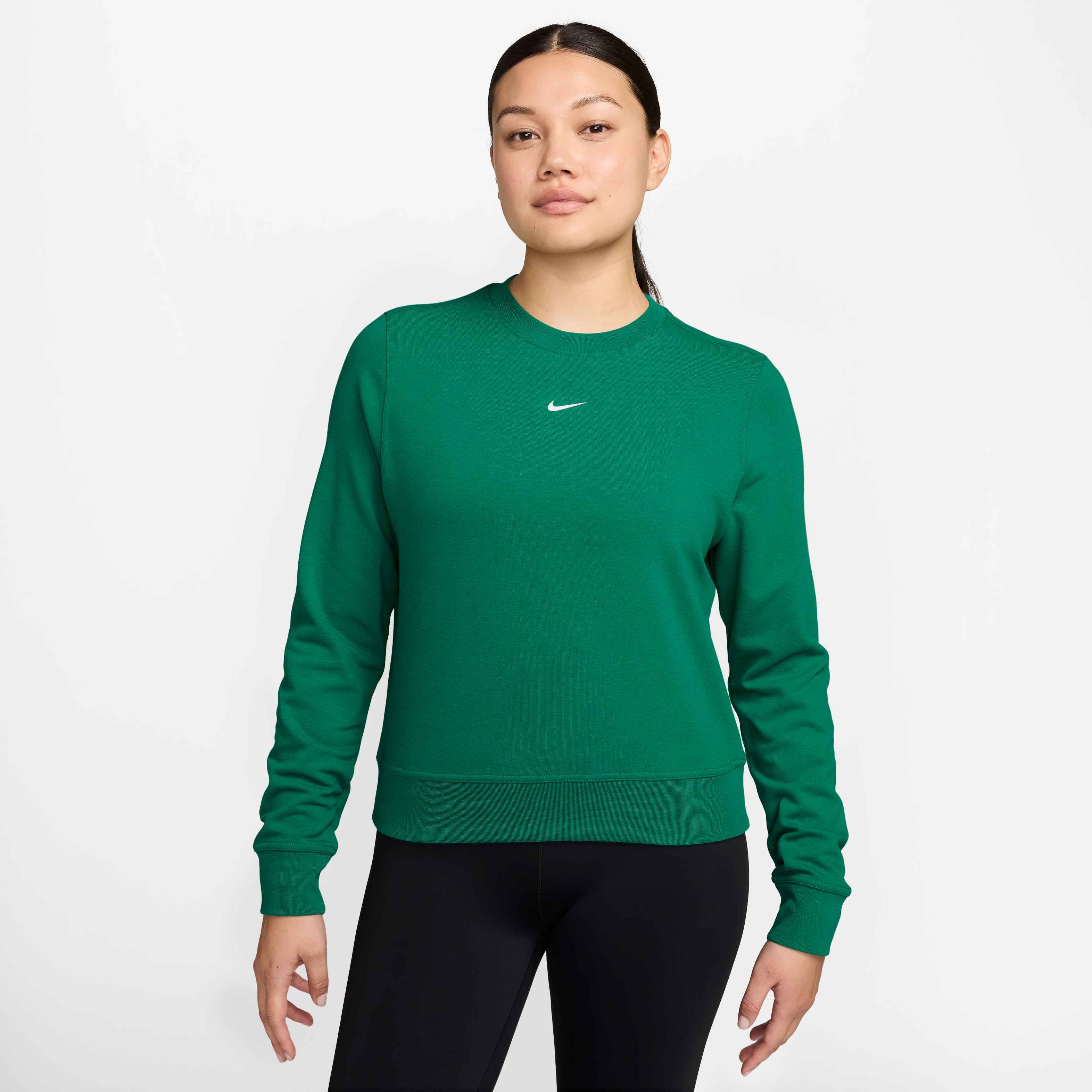 Nike Women's French Terry Crew Neck Sweatshirt in Malachite/White