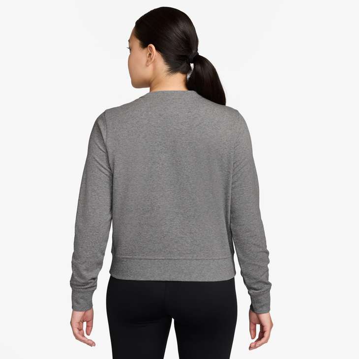 Nike Women's French Terry Crew Neck Sweatshirt in Carbon Heather/White