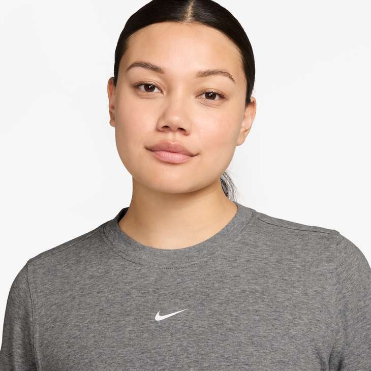 Nike Women's French Terry Crew Neck Sweatshirt in Carbon Heather/White