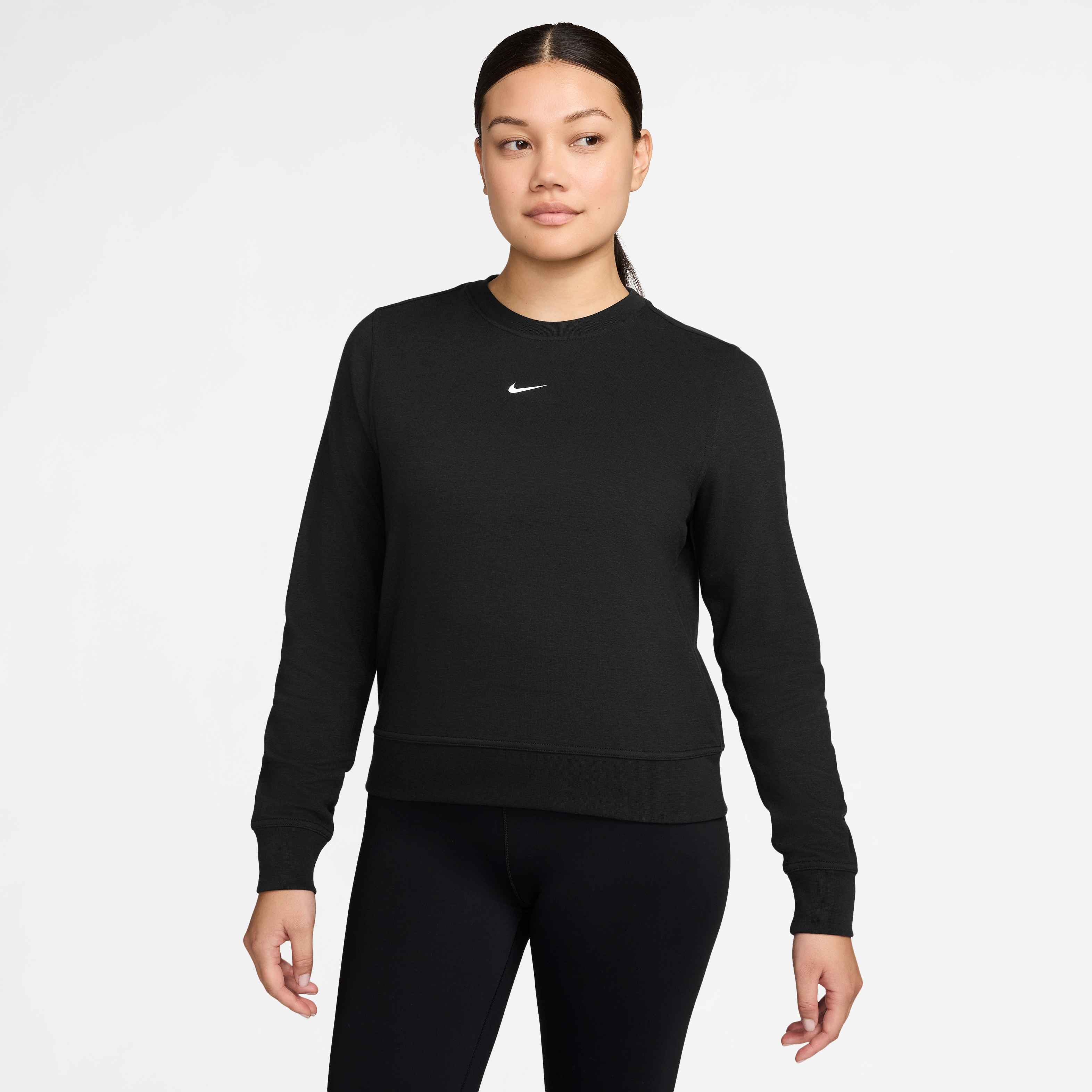 Nike Women's French Terry Crew Neck Sweatshirt in Black/White