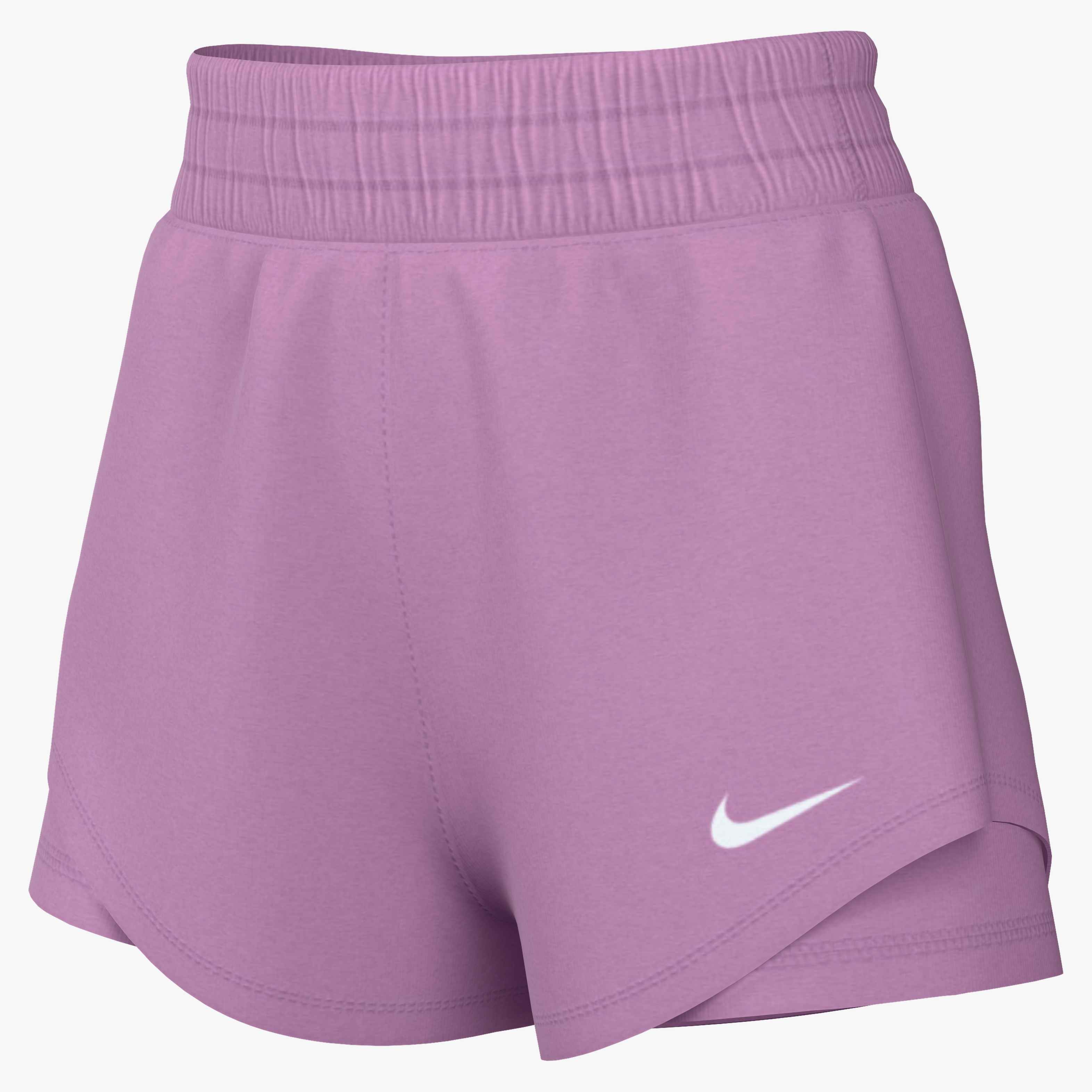 Nike Women's One Dri-FIT High-Waisted 8cm 2-in-1 Shorts in Lt Magenta/White