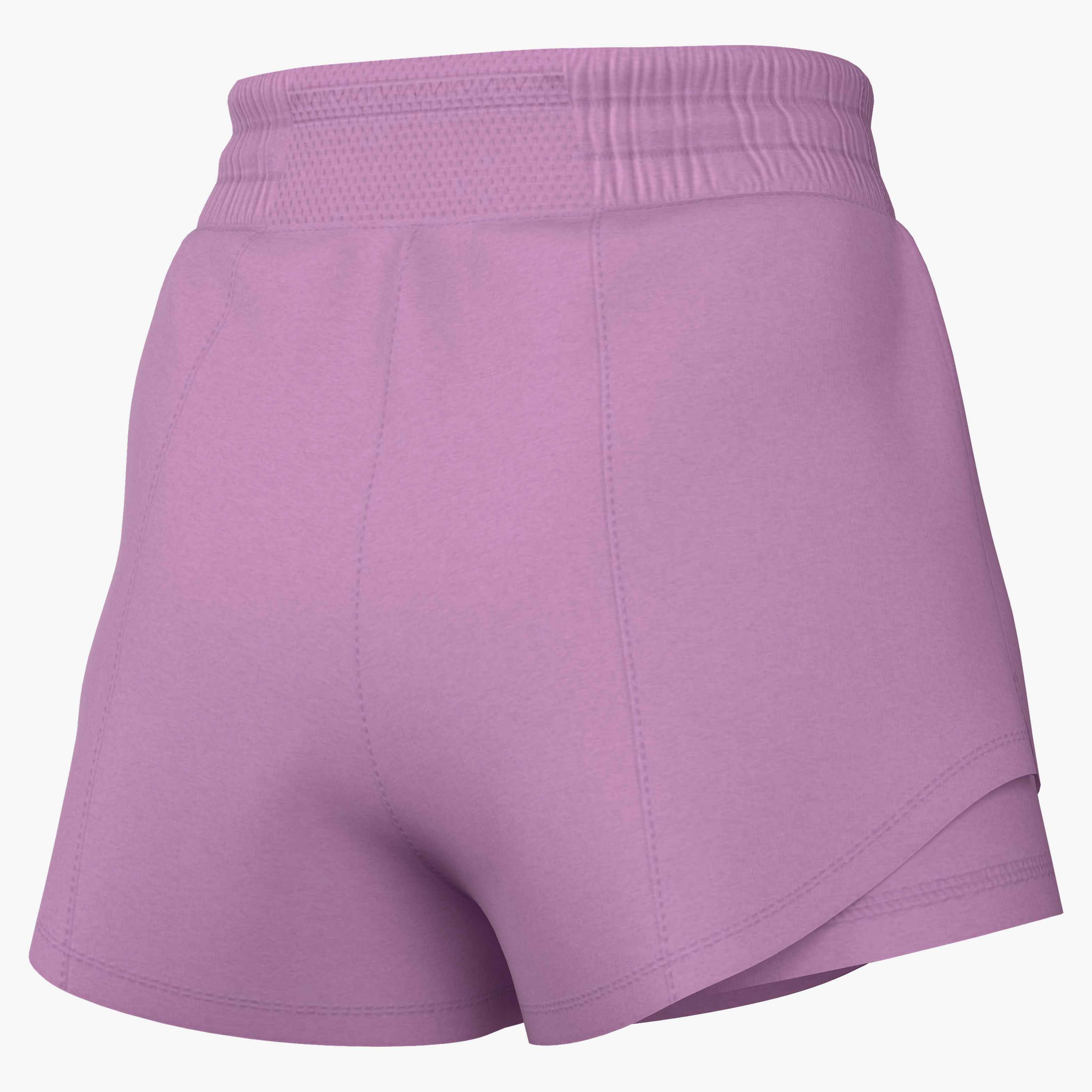 Nike Women's One Dri-FIT High-Waisted 8cm 2-in-1 Shorts in Lt Magenta/White