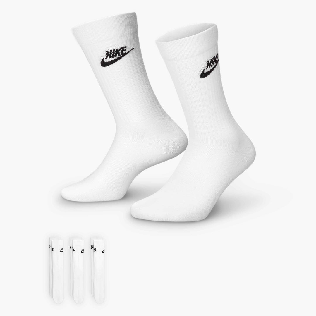 Nike Sportswear Everyday Essential Crew Socks (3 Pairs) in White/Black