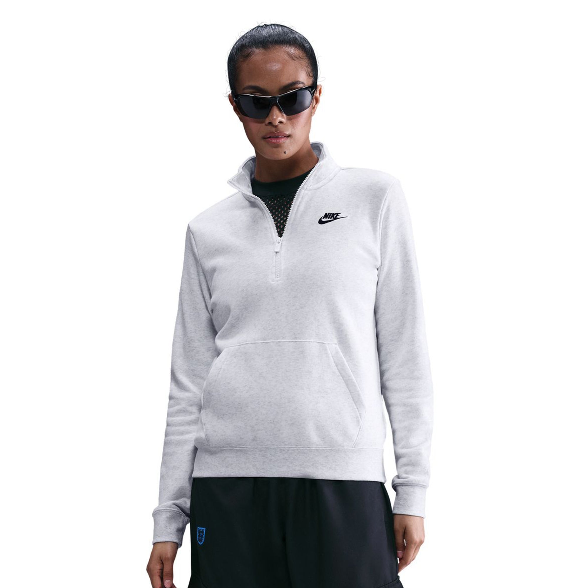 Nike Women's Sportswear Phoenix Fleece Over-Oversized Pullover Hoodie in Birch Heather/Black