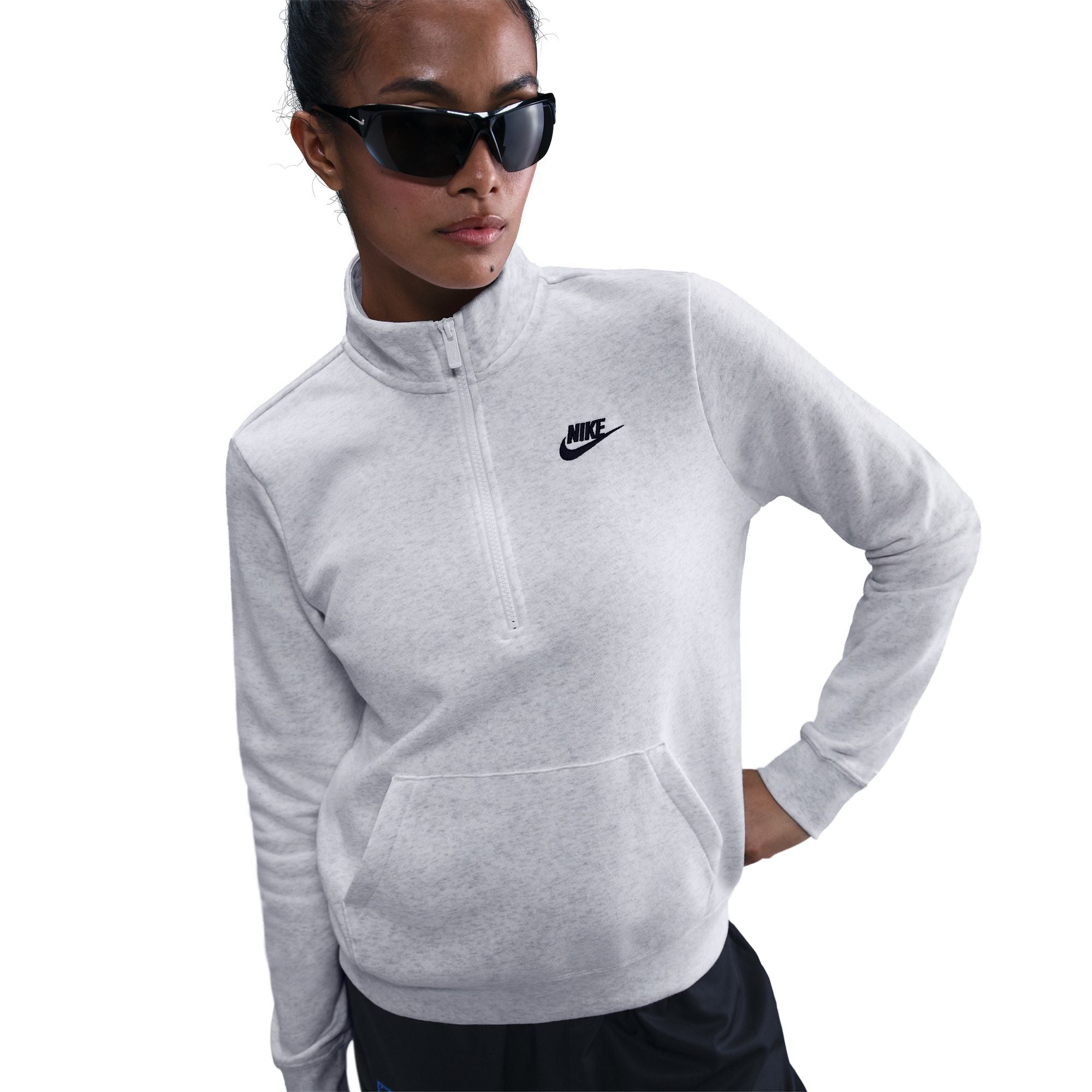 Nike Women's Sportswear Phoenix Fleece Over-Oversized Pullover Hoodie in Birch Heather/Black