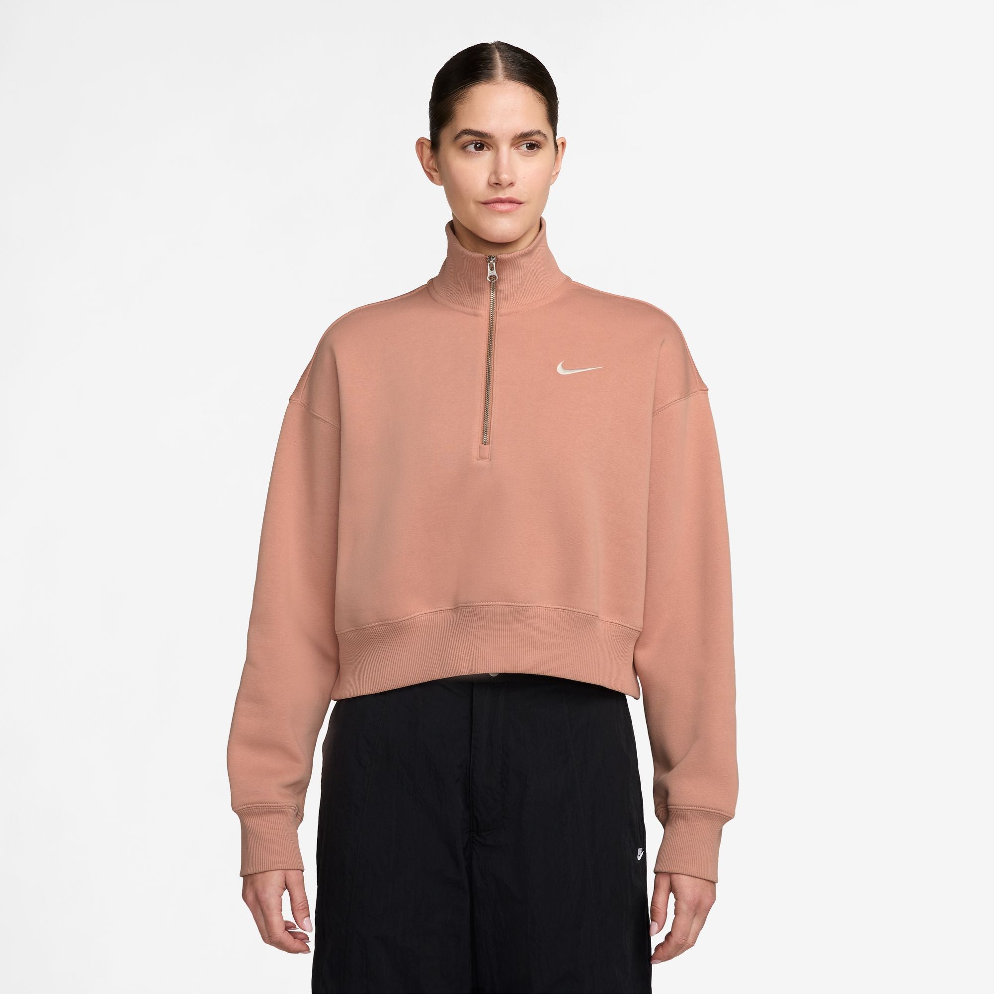 Nike Women's Sportswear Phoenix Fleece Full-Zip Hoodie in Rose Gold/Sail