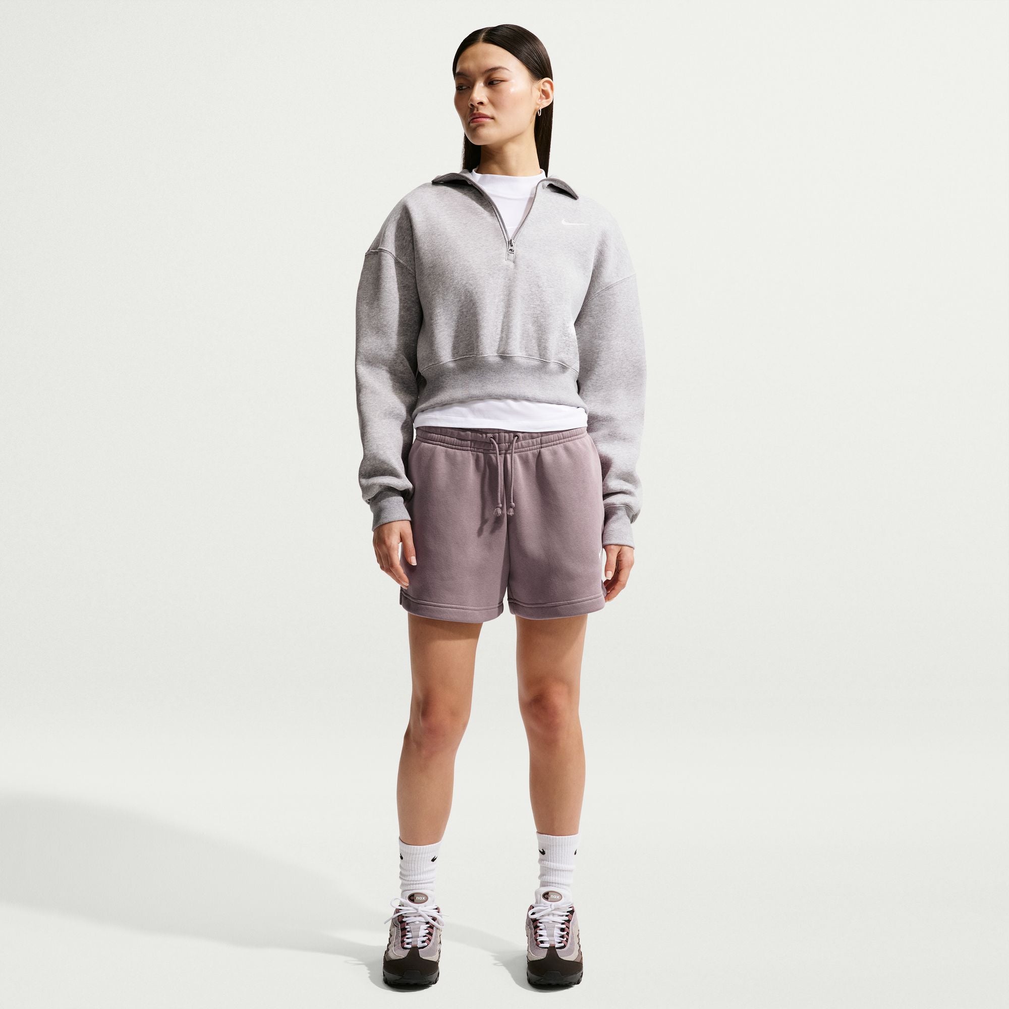 Nike Women's Sportswear Phoenix Fleece Full-Zip Hoodie in Pure Platinum/Htr/Sail