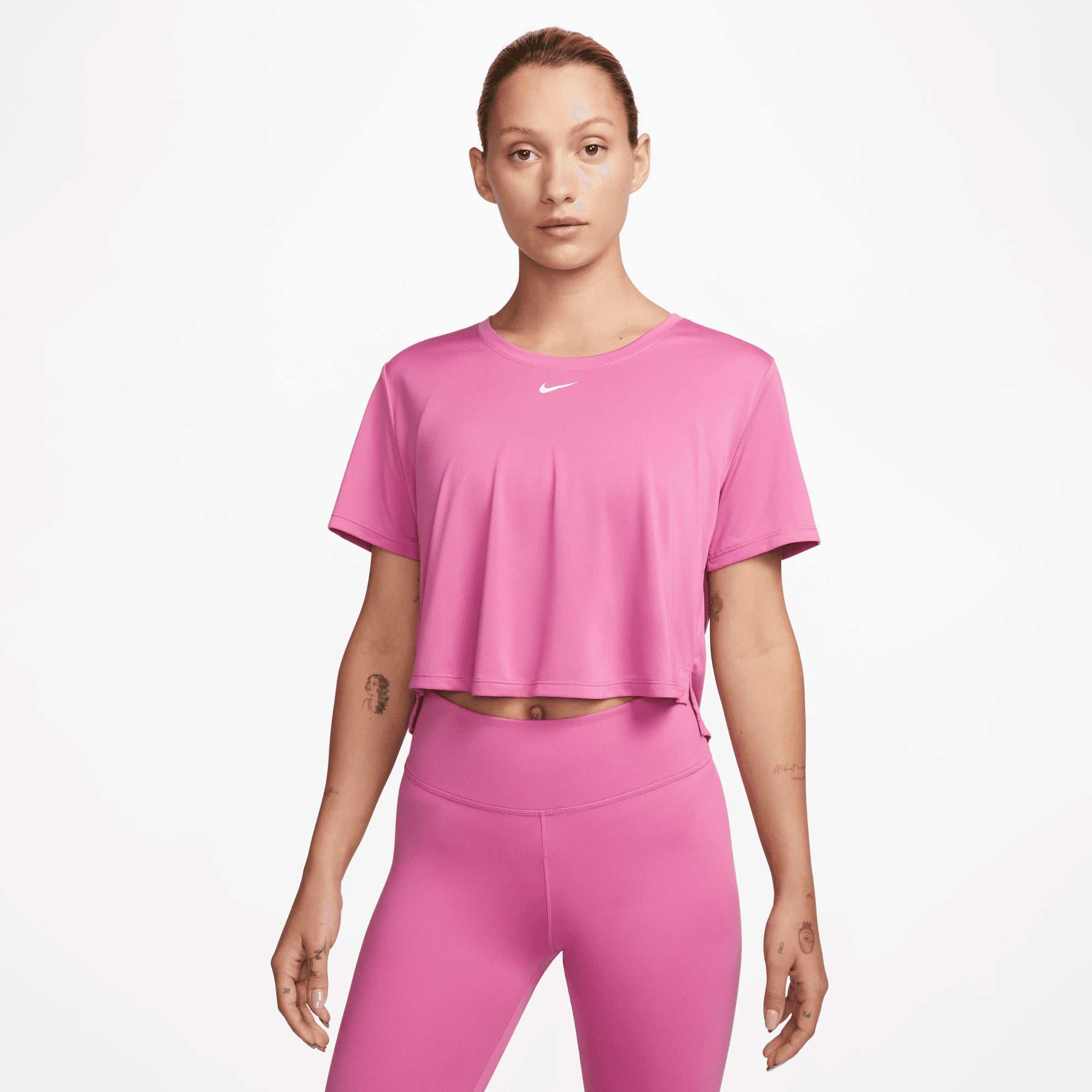 Nike Women's One Classic Dri-FIT Short-Sleeve Top in Cosmic Fuchsia/White