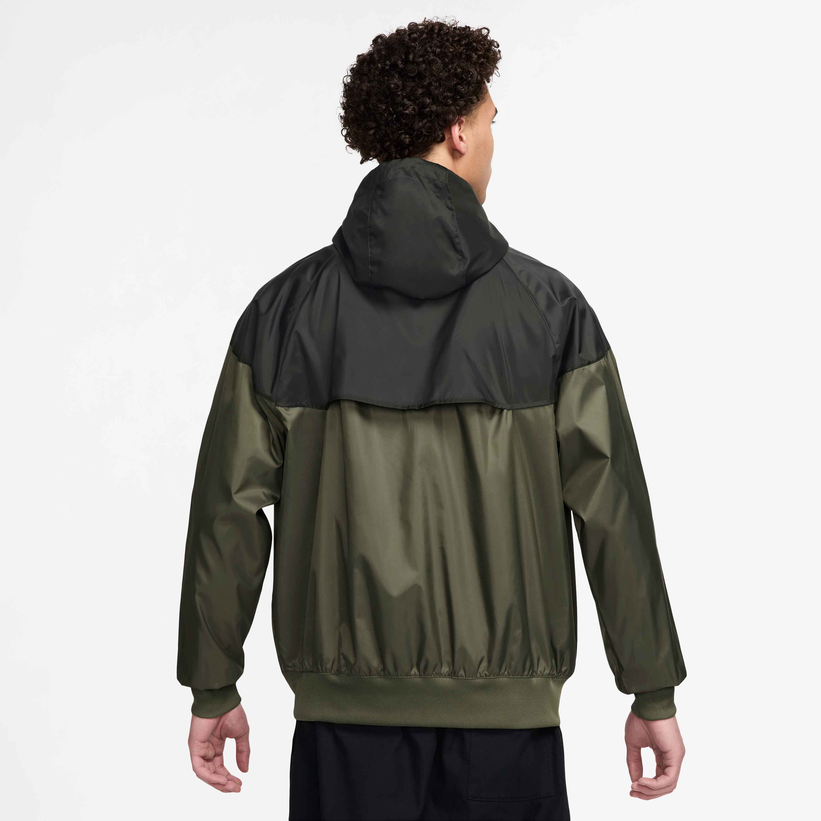 Nike Men's Sportswear Windrunner Hooded Jacket in Medium Olive/Sequoia/Sail